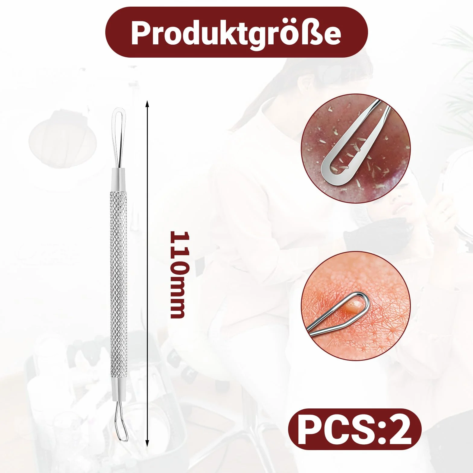 Zestaw narzędzi do usuwania wągrów ze stali nierdzewnej, antypoślizgowy gwint, Soft-Touch