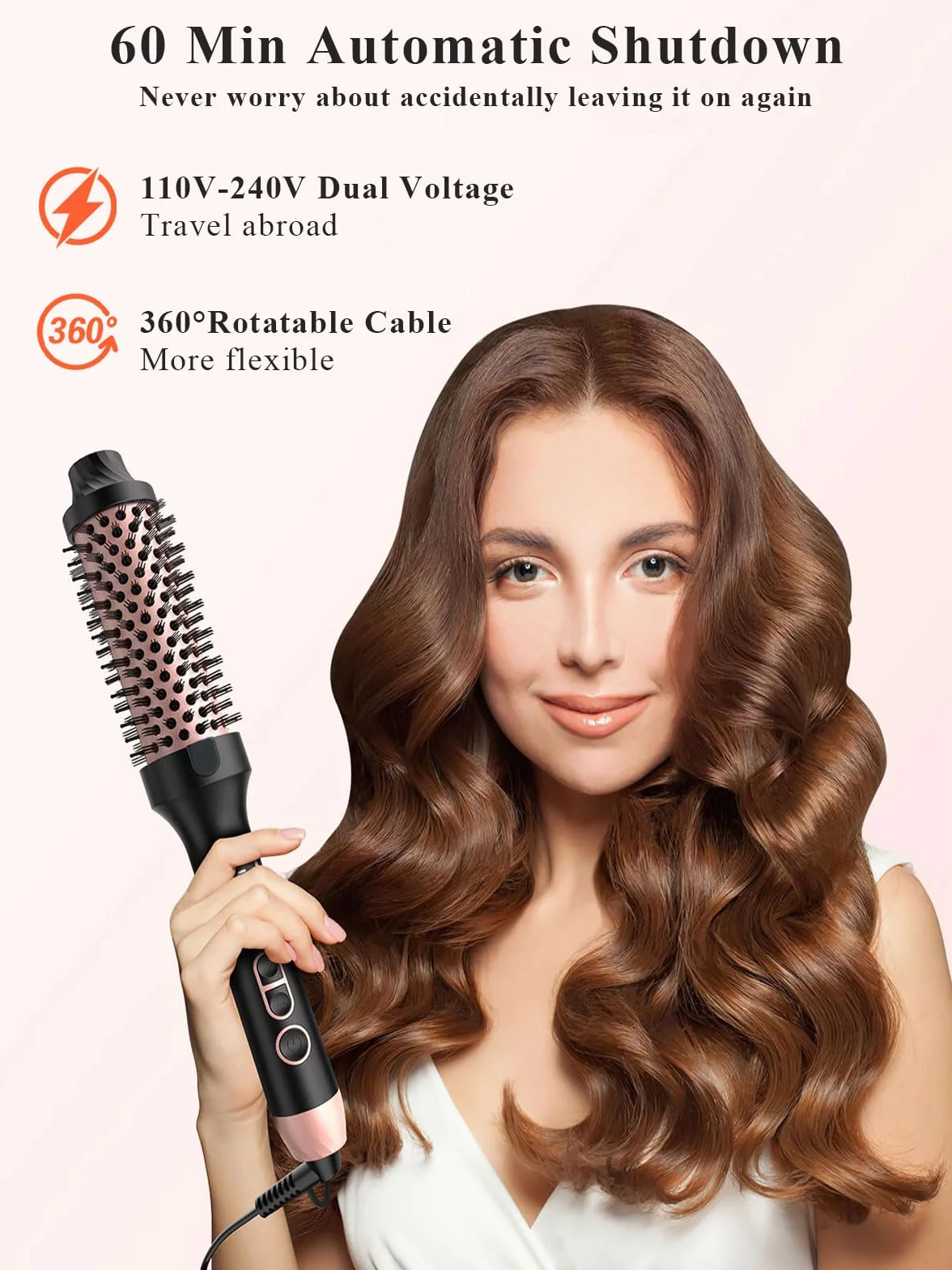 Thermal Brush – szczotka termiczna 38 mm do stylizacji salonu w 8 min | Lonicka szczotka do loków z wyświetlaczem LED do wszystkich rodzajów włosów do grzebienia, kręconych, gładkich, redukujących