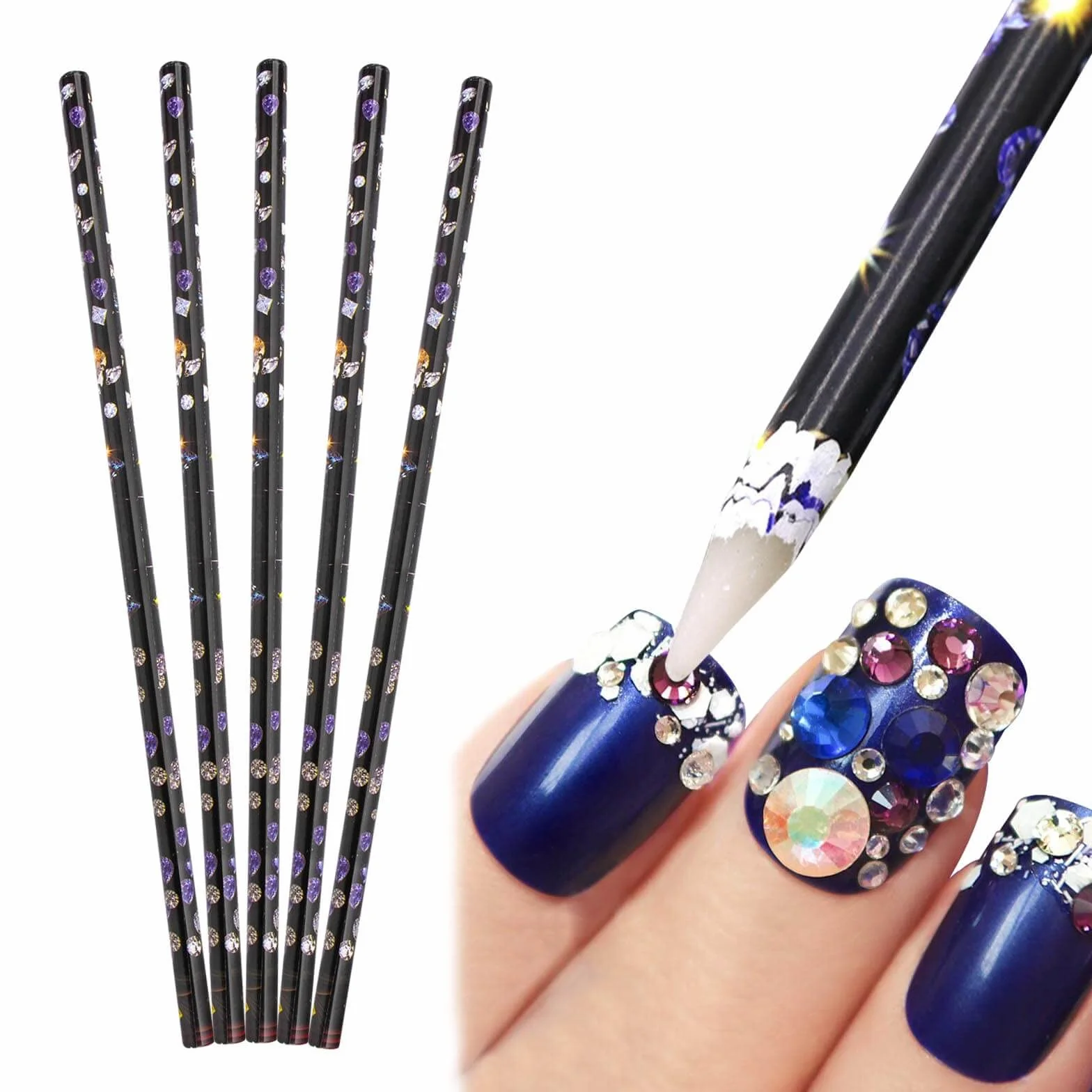 5 szt. zbieraczy do paznokci, ołówki woskowe do manicure, DIY, do pielęgnacji paznokci, pisaki woskowe do paznokci