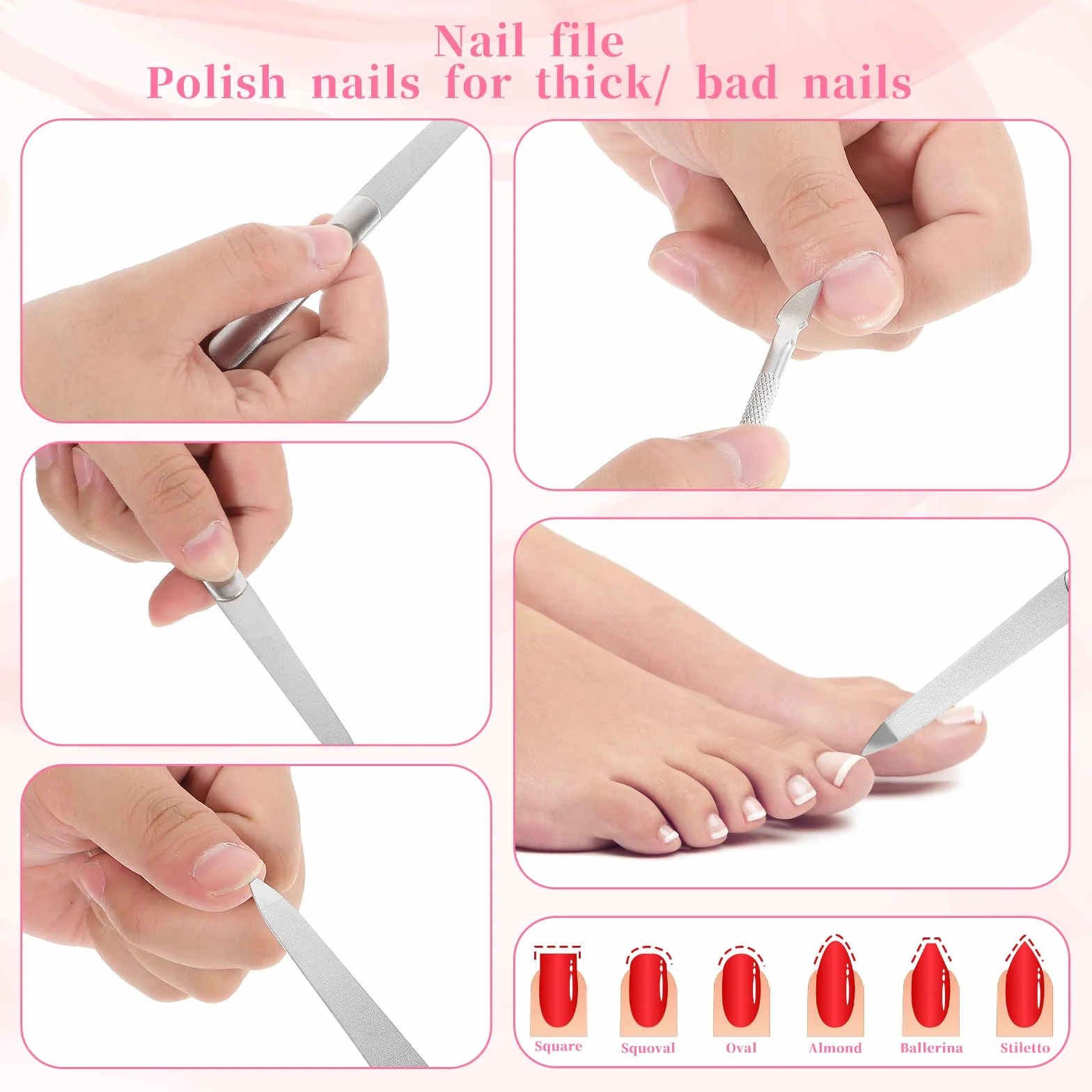 3-częściowy zestaw łopatek do skórek ze stali nierdzewnej, do usuwania skórek, do manicure, pedicure, usuwania skórek