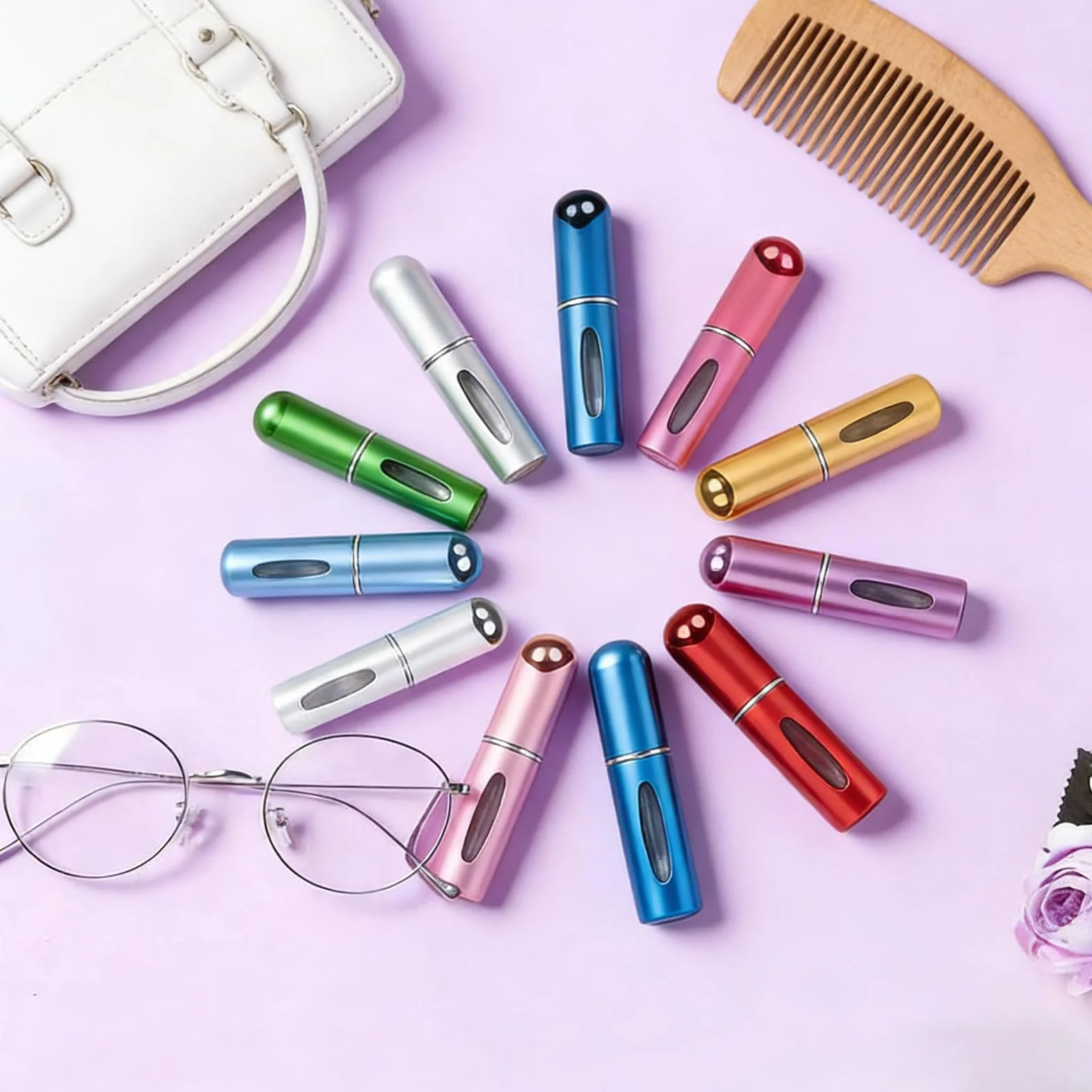 10 Szt. Atomizerów do Perfum, Puste Butelki na Perfumy o Pojemności 5 ml, do Ponownego Napełnienia, Spryskiwacze z Okienkiem Kontrolnym, Wygodne do Noszenia i Podróży
