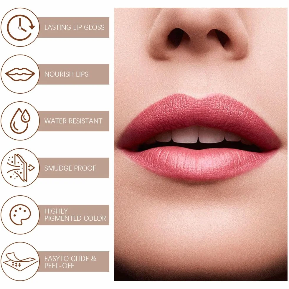 LOPHE Peel Off Lip Stain, tatuaż do ust z matowym wykończeniem, długotrwała farba do ust, odporna na działanie wody, trwała, 5 ml, czerwone wino