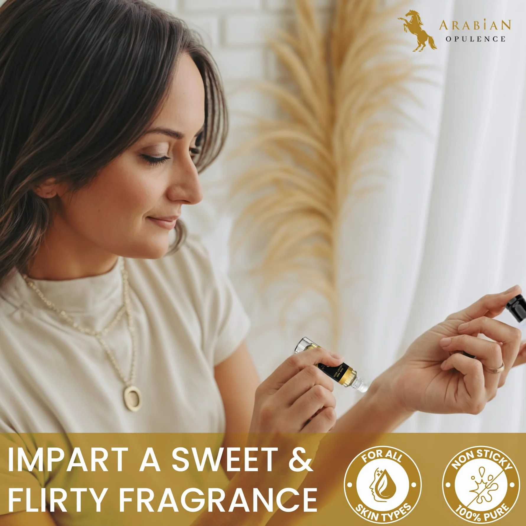 Arabian Opulence FR288 OUD AND VELVET ROSE skoncentrowany olejek perfumowany, bursztynowy, kwiatowy, bez alkoholu, butelka dla kobiet, długotrwałe perfumy na bazie oleju (6 ml)