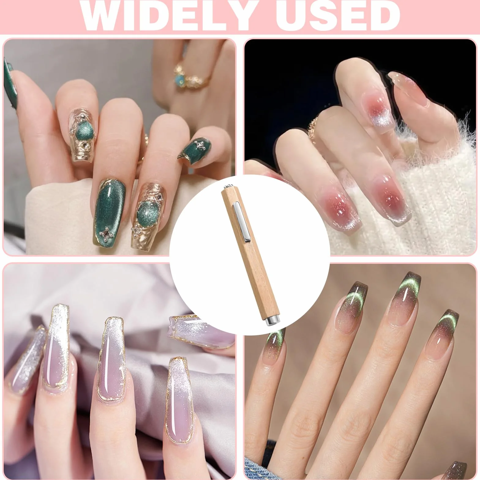 Magnes do paznokci Cat Eye 3 w 1 drewniany uchwyt magnetyczny