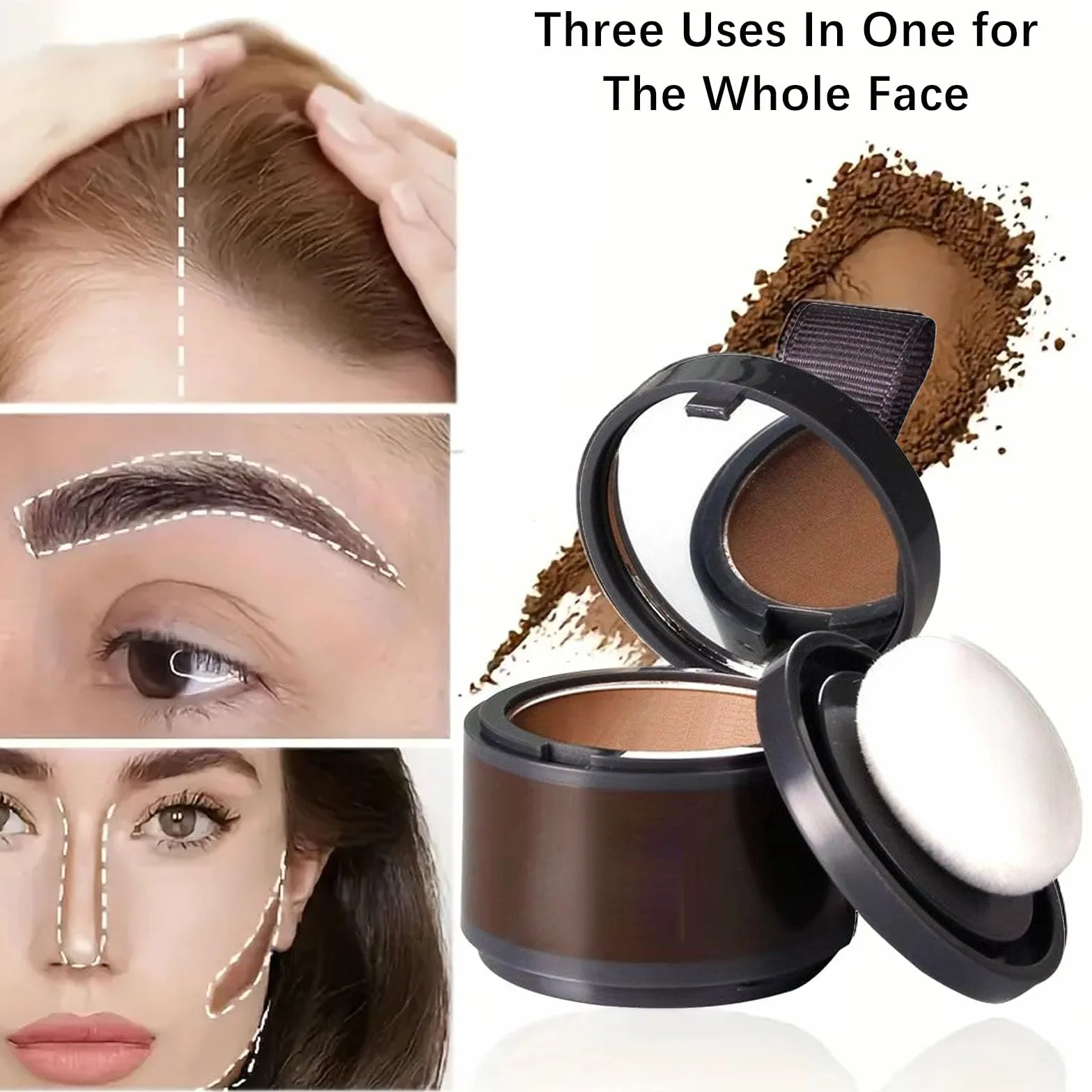 Hairline Powder,Natychmiastowa linia włosów w proszku,proszek z korzeni włosów,pokrywa korzeniowa,linia włosów,do wypełniania rozjaśnionych włosów,korektor korzeni włosów do makijażu dla