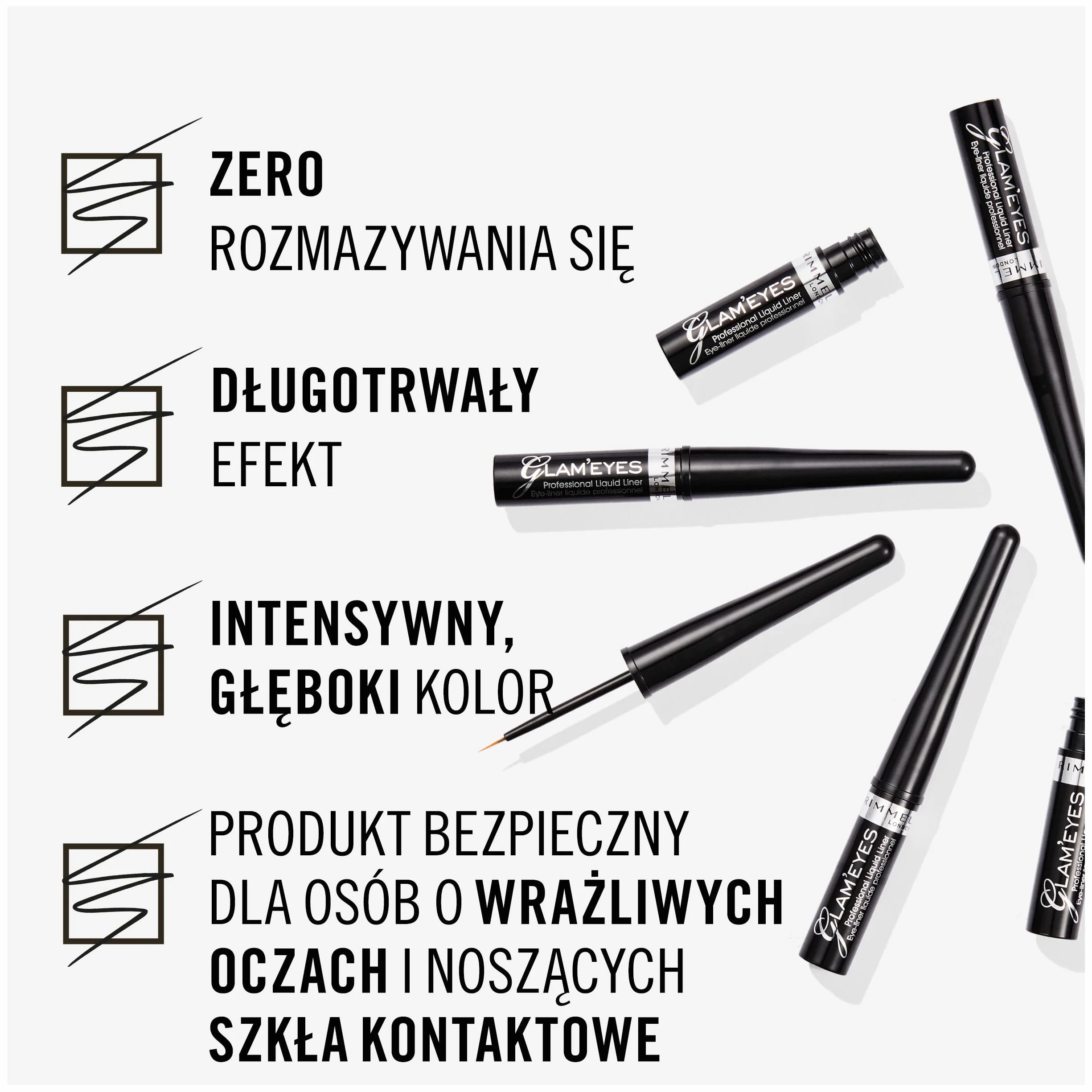 Rimmel Glam'eyes Professional eyeliner w płynie nr 001 - Glamour Black