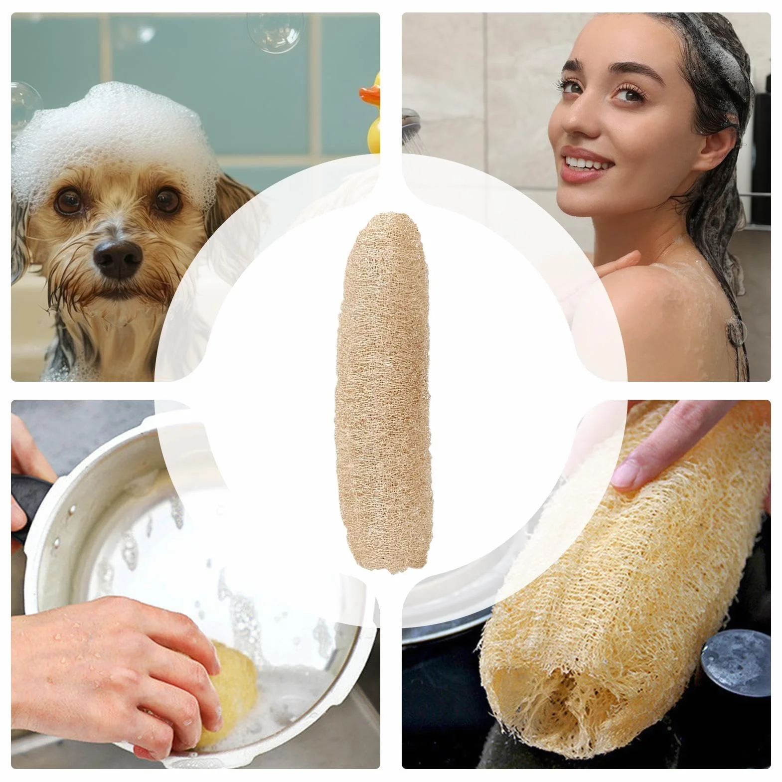 Naturalna gąbka Loofah do kąpieli, szczotka do czyszczenia ciała, akcesoria łazienkowe