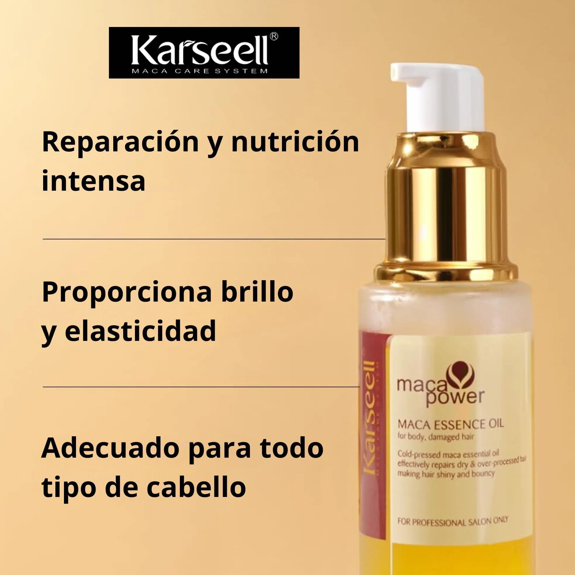 Karseell MACA CARE SYSTEM Serum Arganowe do Włosów i Skóry z Kolagenem Regeneracja Suchych Zniszczonych Włosów Antypuszenie Nawilżenie Blask Paznokcie Bez Spłukiwania Wszystkie Typy Włosów 50ml