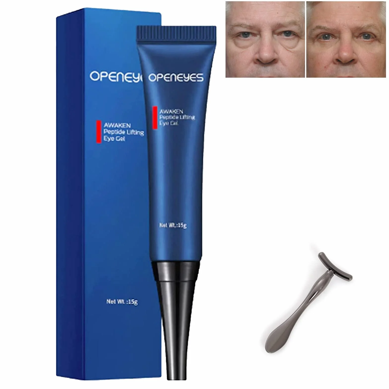 Chagoo Openeyes Awaken Peptide Lifting Eye Gel, Nordizoe Openeyes, Nordizoe krem pod oczy, Peptide Eye Gel, Anti-Aging serum pod oczy dla mężczyzn i kobiet (1 szt.)