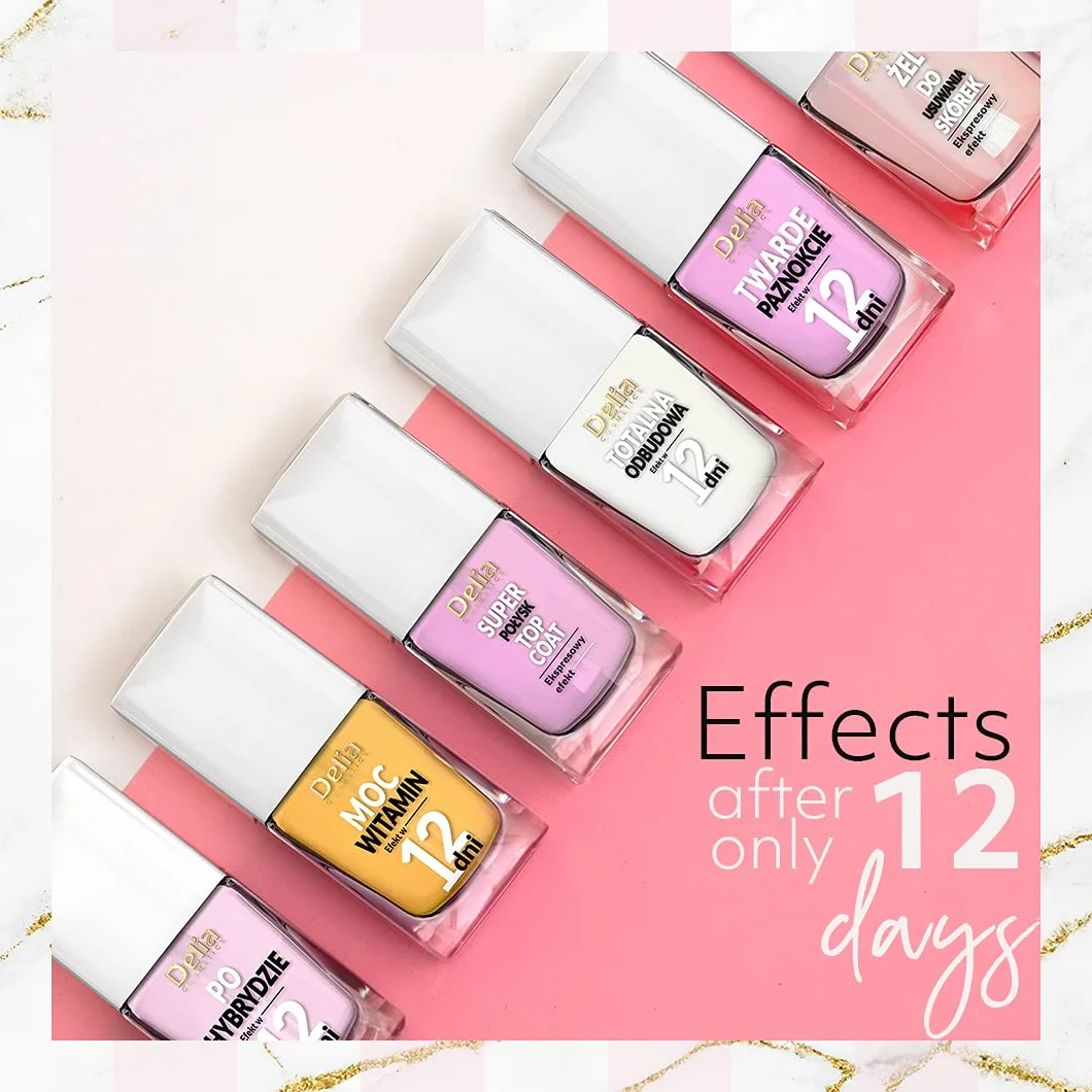 Delia Cosmetics Top Coat Do Paznokci 11 ml Nabłyszczający Szybko Schnący Wzmacniający