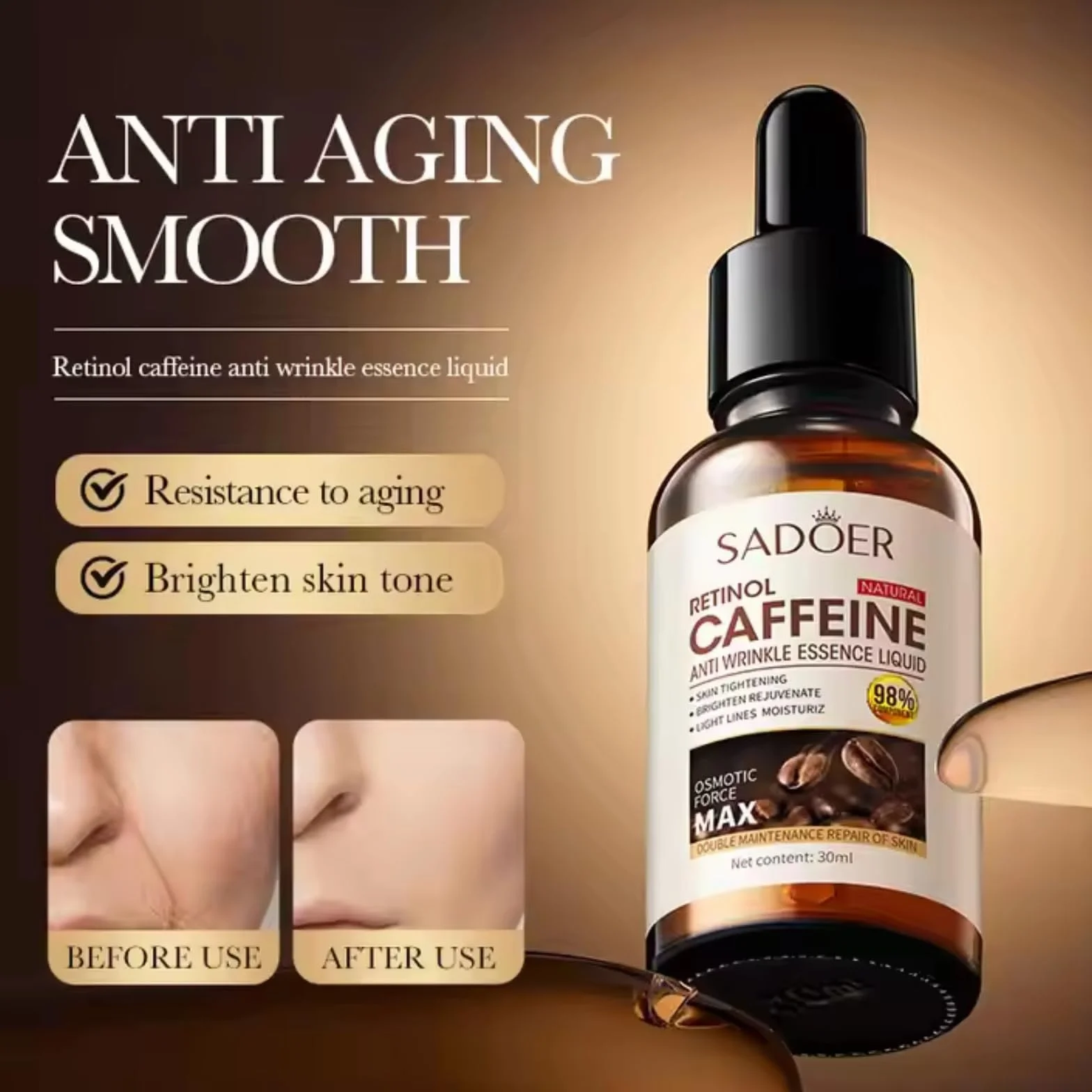 Serum z retinolem przeciwzmarszczkowe pod oczy z kwasem hialuronowym i niacynamidem 30 ml