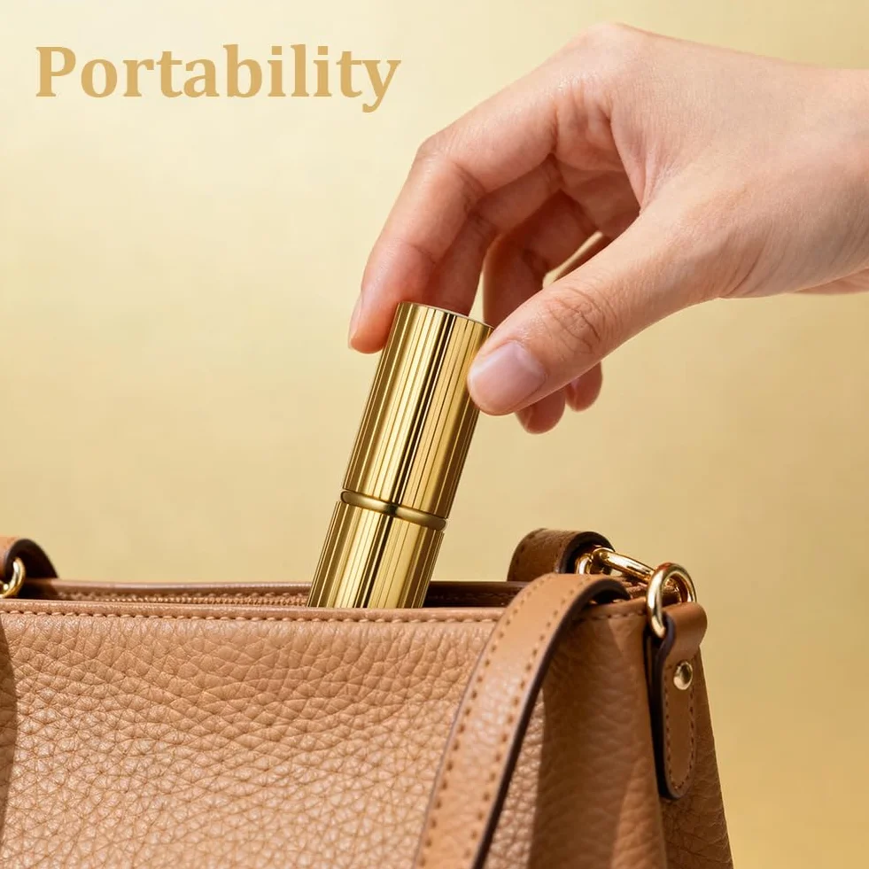 AUYAO Pusta butelka na perfumy, 5 ml, pusty rozpylacz, przenośna pusta butelka na perfumy, mini pusta butelka podróżna dla kobiet i mężczyzn, do torebki, (złota)