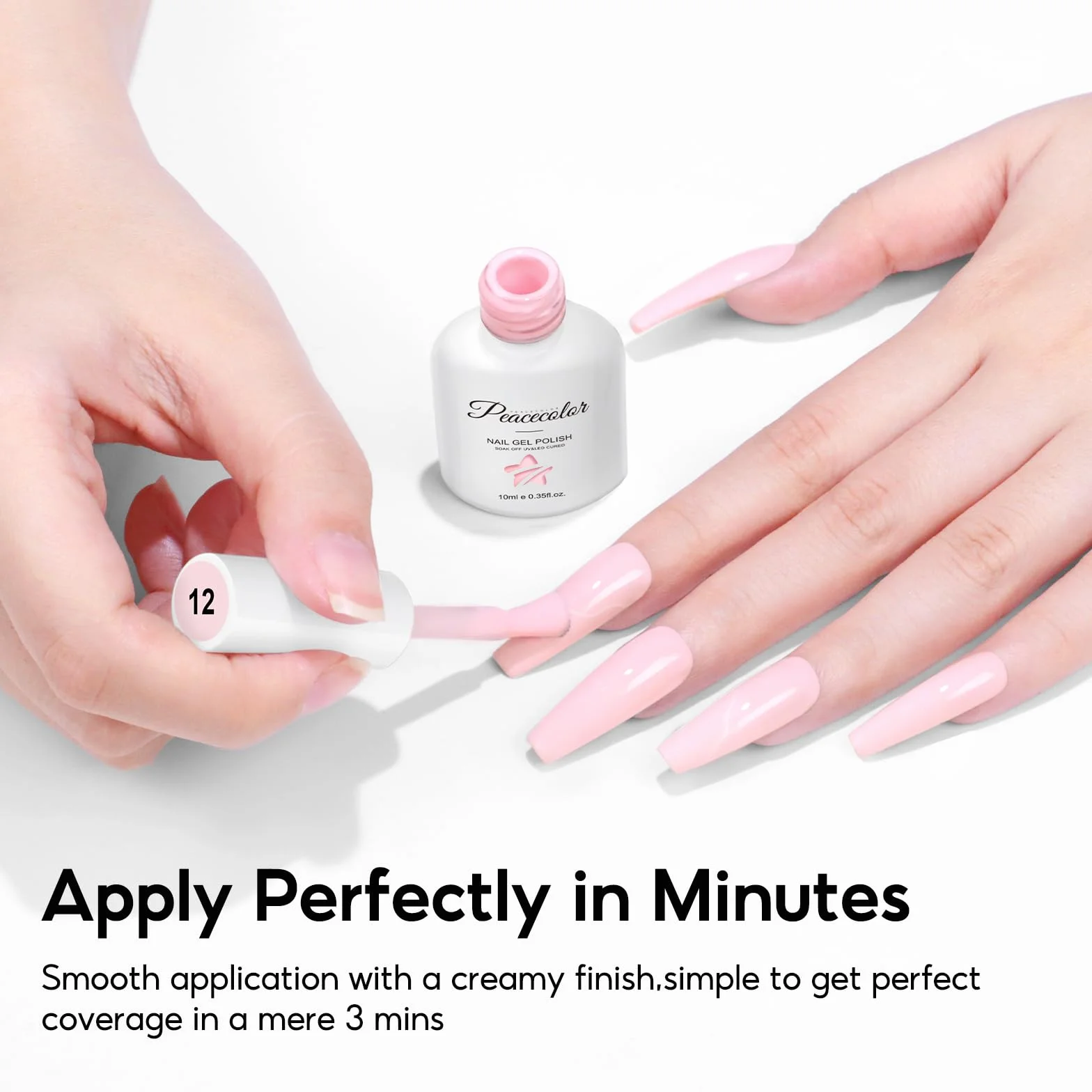 PEACECOLOR 10 ml Lakier żelowy do paznokci Jasnoróżowy Soak Off Lakier do paznokci UV Profesjonalny salon & domowe użycie Nail Art DIY w domu