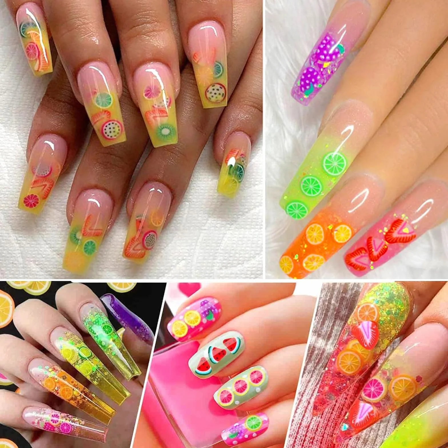 Zestaw 3D Nail Art Zestaw 6000 sztuk akcesoriów do paznokci, mieszanych kształtów owoców, idealny do manicure, makijażu, DIY Slime i wielu innych
