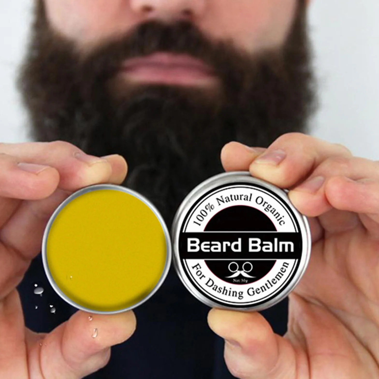 30g Naturalny balsam do brody, balsam do brody dla mężczyzn, nawilżający balsam do brody, pielęgnujący balsam do brody i wosk do brody, 100% naturalny balsam do brody do pielęgnacji brody