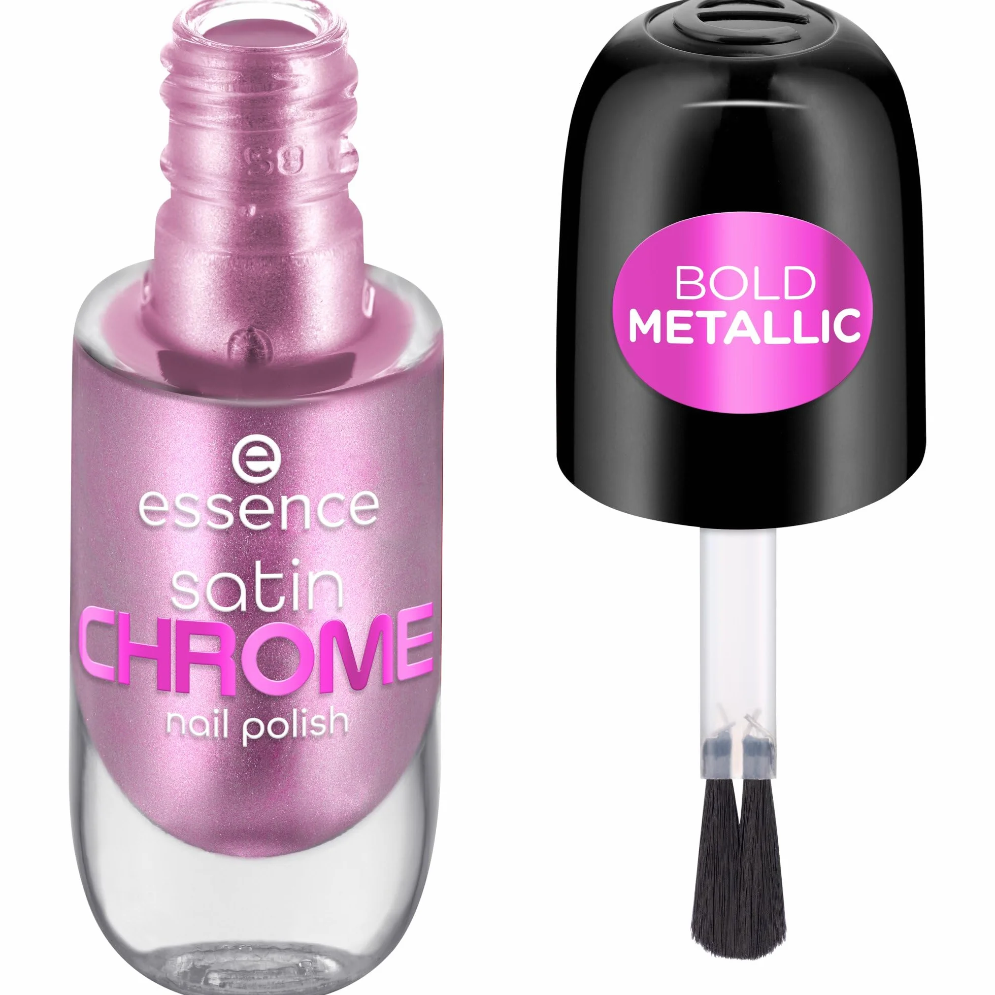 essence satynowy lakier do paznokci satin CHROME, pokrycie, wyraźny wynik, mocno napigmentowana/y, metaliczny (8ml)