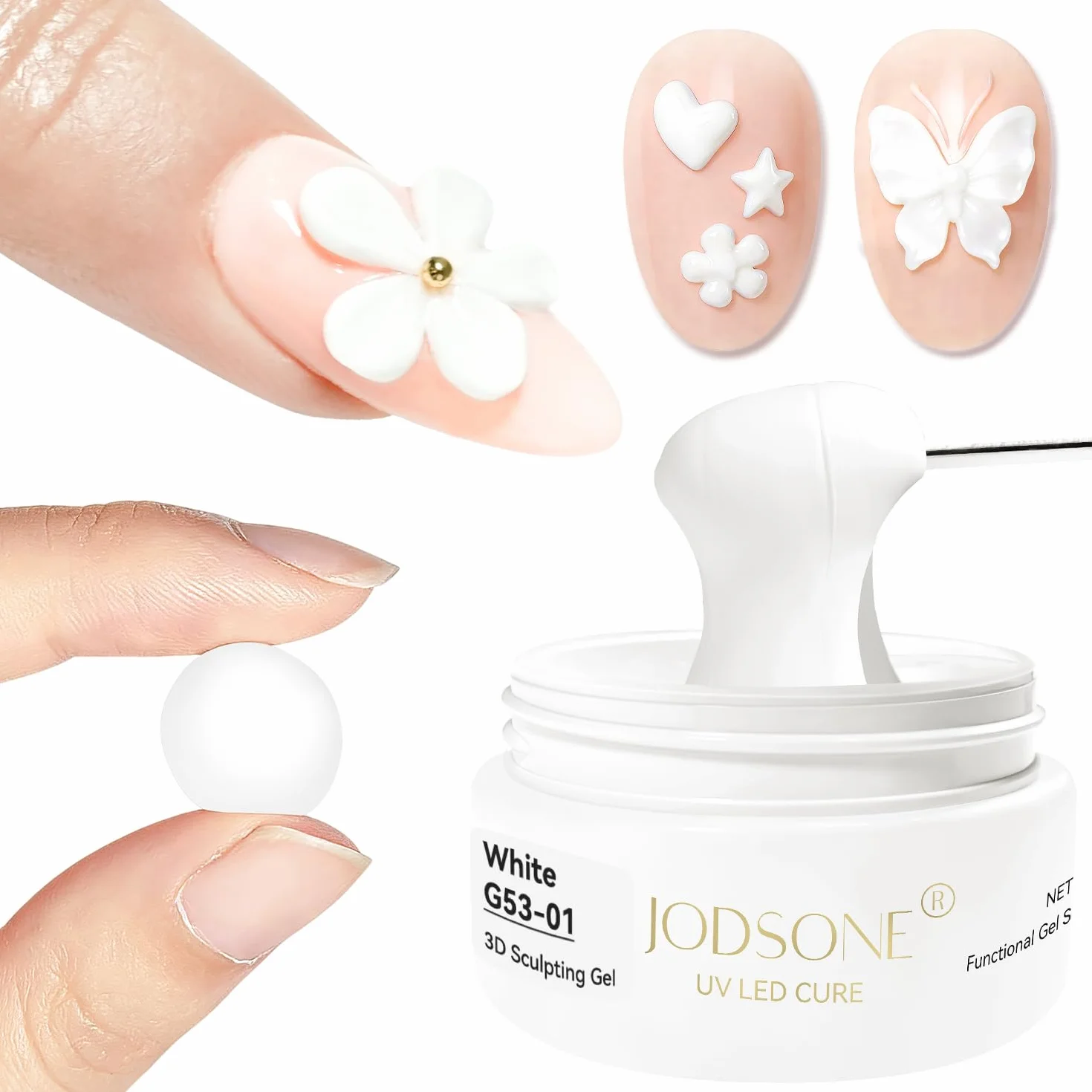 JODSONE White żel 3D Nail Art 15 g żel do modelowania