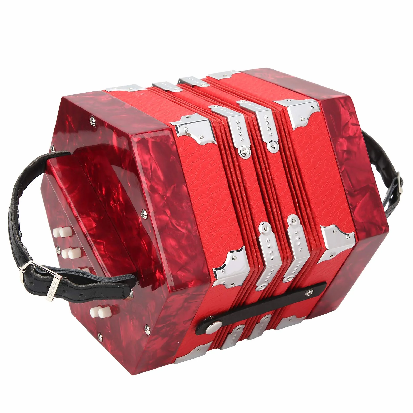 Akordeon Concertina, Profesjonalna Concertina, na sprzedaż Akordeon z torbą do Przechowywania, Bogate Zmiany Barwy Wygodny, Czuły Przycisk z Paskiem na ramię (Czerwony)