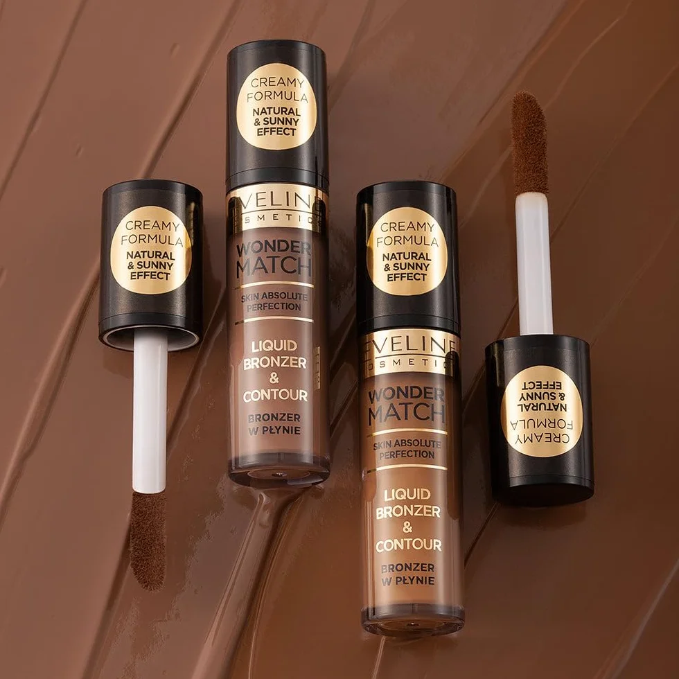 Eveline Cosmetics Wonder Match płynny bronzer – ultralekka kremowa formuła do wszystkich rodzajów i odcieni skóry, łatwe zastosowanie, długotrwałe wykończenie, dostępna w dwóch odcieniach