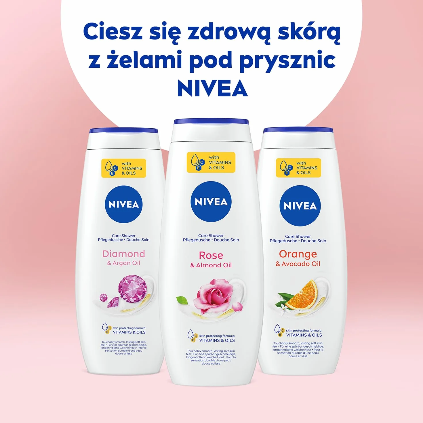 NIVEA Rose & Almond Oli Pielęgnujący żel pod prysznic do ciała z olejkiem 500 ml