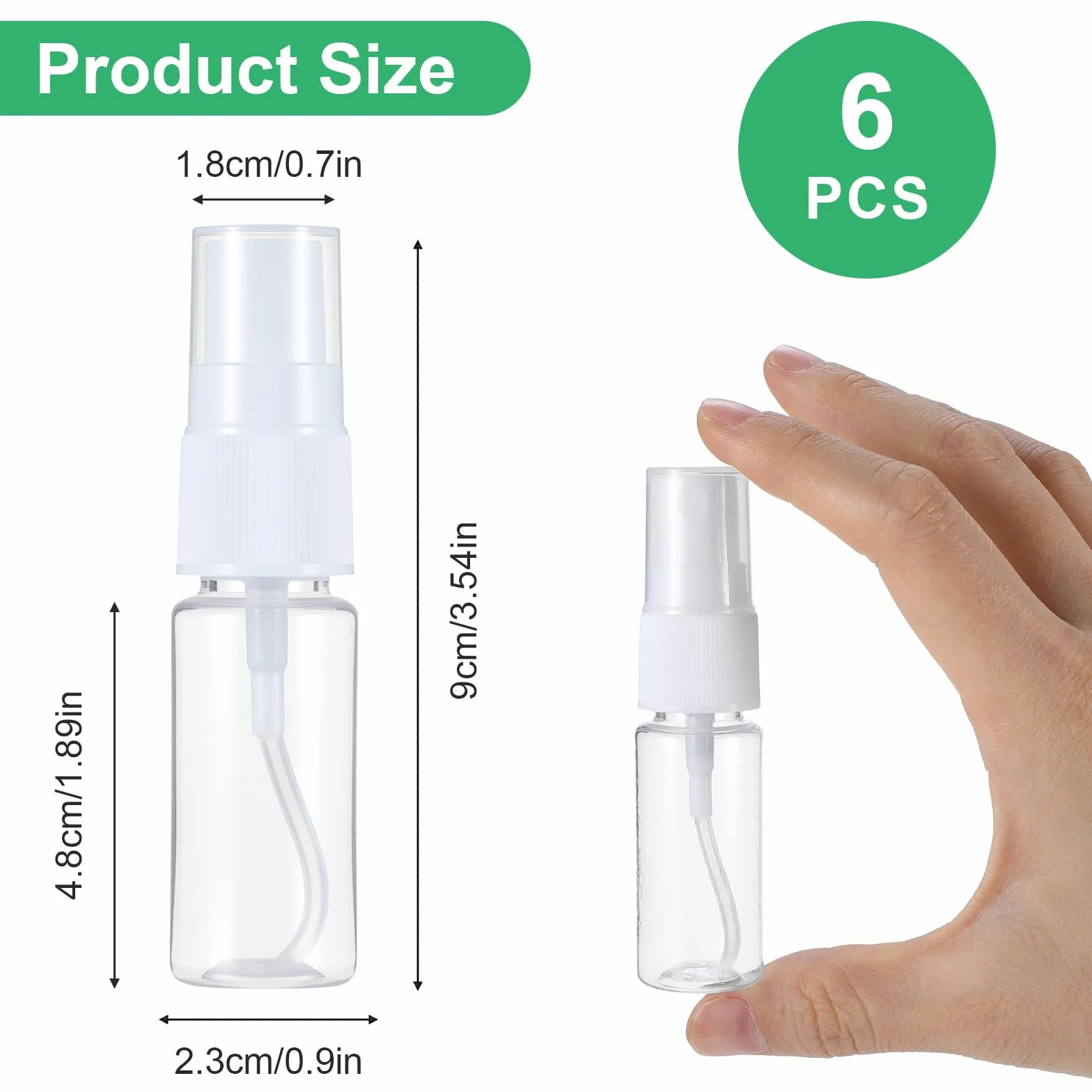 6 sztuk małych butelek z rozpylaczem, 20 ml, do wielokrotnego napełniania, rozpylacz, butelka z rozpylaczem, tworzywo sztuczne, butelka z rozpylaczem, do napełniania, perfum, alkoholu, płynu