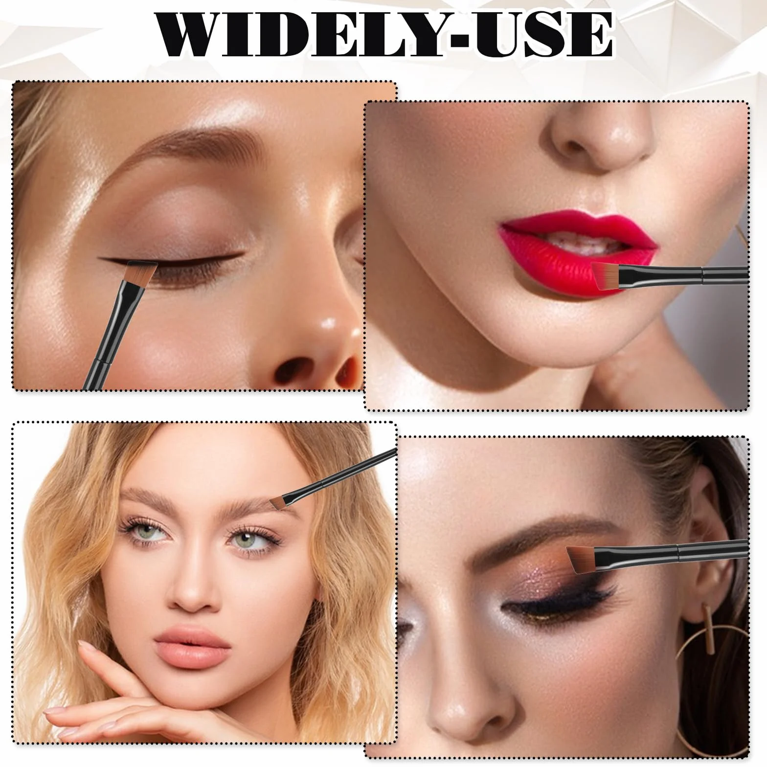 Prasacco 50 sztuk pędzli do brwi, zakrzywiony pędzel do eyelinera, pędzel do cieni do powiek, pędzel 10 cm, mały płaski pędzel, wielofunkcyjny pędzel do makijażu eyelinera, brwi, szminki, różu