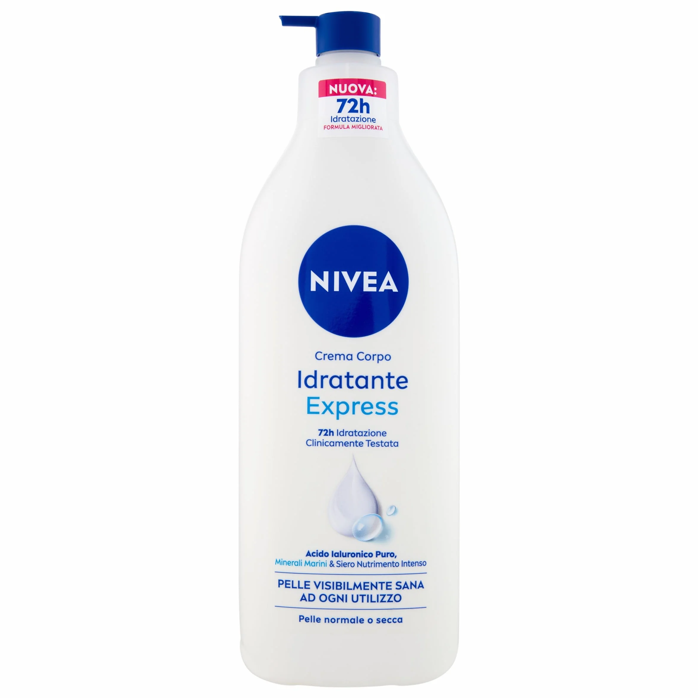 NIVEA Nawilżający krem do ciała Express 500 ml, nawilżający krem do ciała 72 h, wzbogacony o czysty kwas hialuronowy, minerały morskie i serum intensywne odżywianie, nawilżający krem do ciała sucha