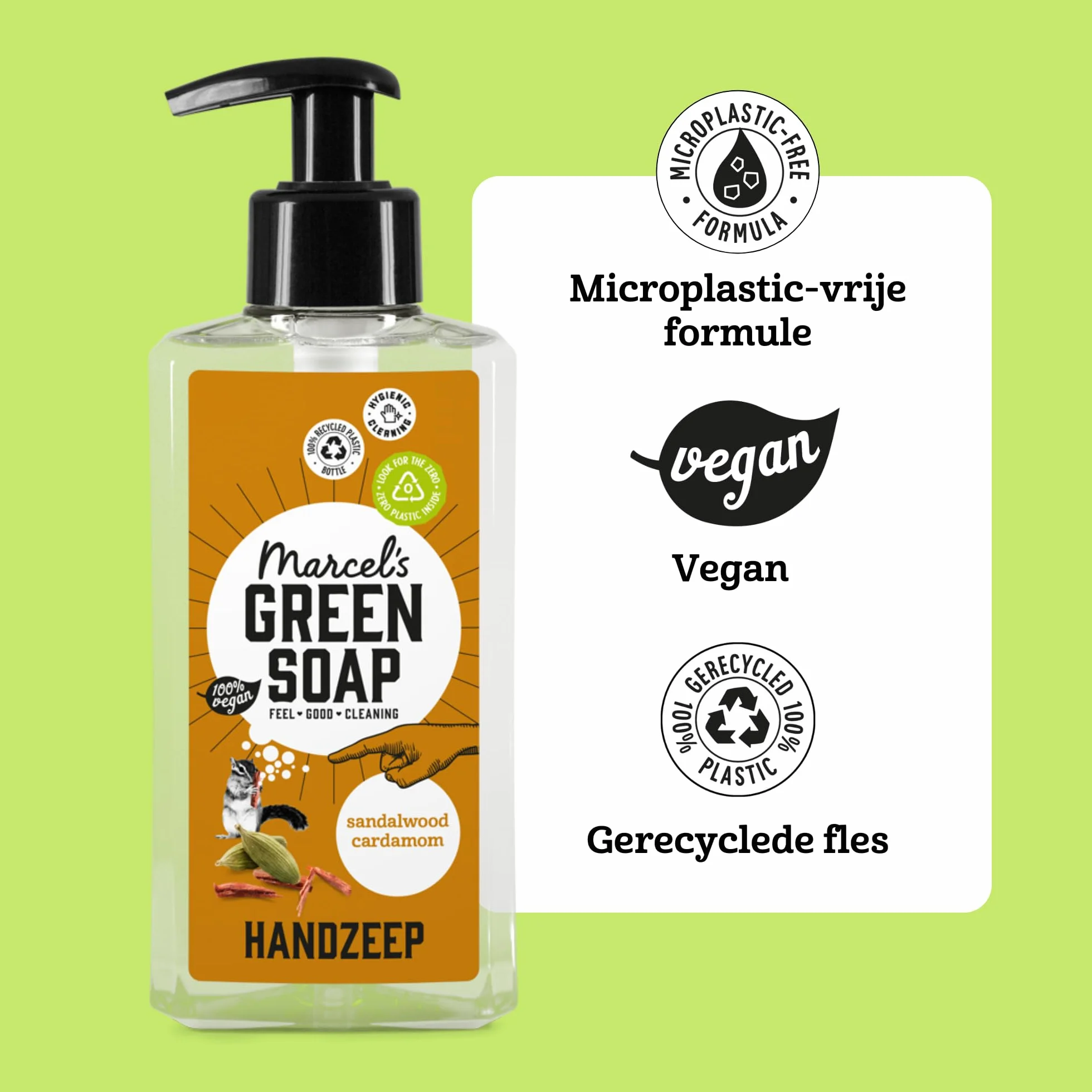 Marcel's Green Soap - Mydło do rąk, drzewo sandałowe i kardamon, dozownik mydła w płynie, przyjazne dla środowiska, wegańskie, w 97% biodegradowalne, 250 ml