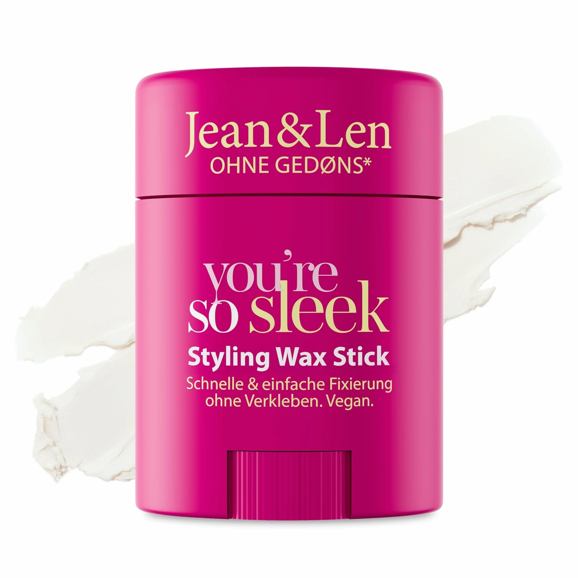 Jean & Len Wax Stick do stylizacji włosów, wygładza latające włosy, mocne trzymanie, wegański, bez silikonów i parabenów