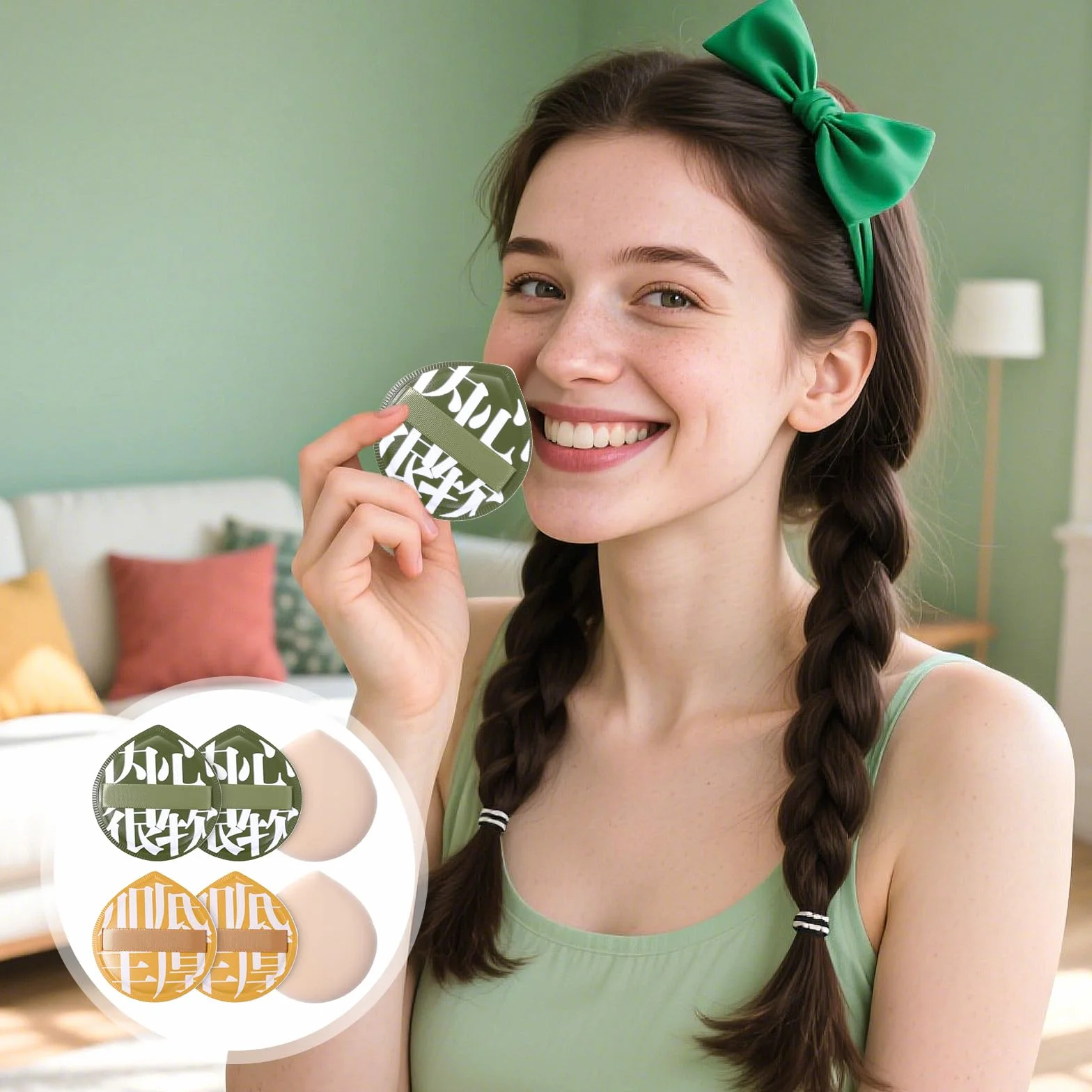 Zestaw 6 gąbek do makijażu, gąbka do pudru, duży puder, blender do podkładu