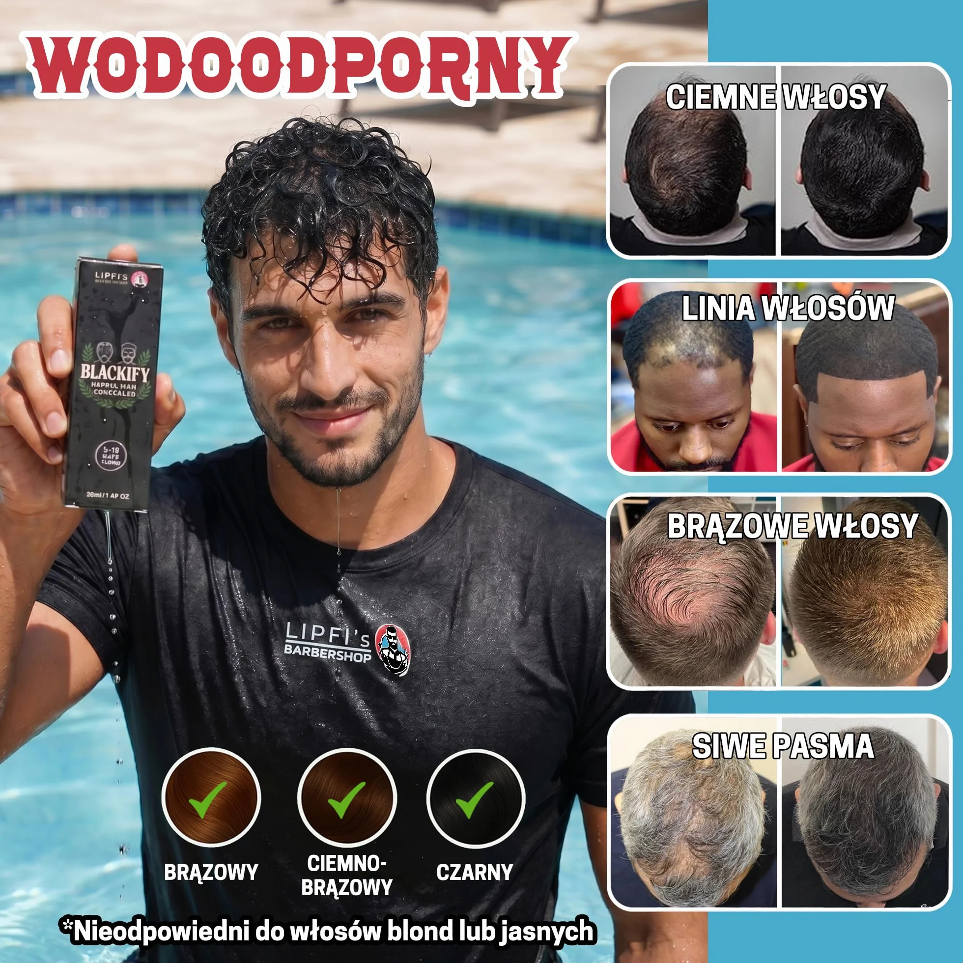 Roślinny korektor do włosów BLACKIFY 50 ml naturalny wypełniacz dla mężczyzn i kobiet