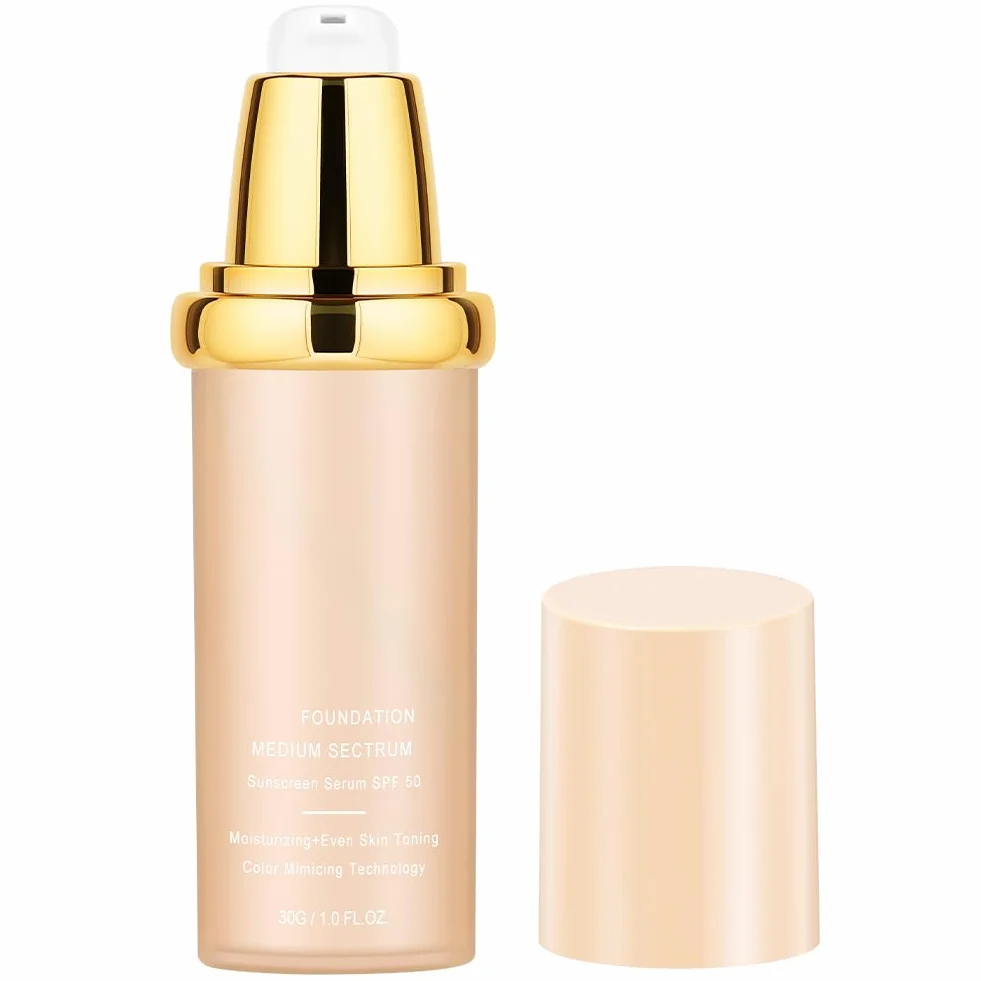AUYAO Podkład do makijażu, wodoodporny, długotrwały, zmieniający kolor podkład SPF 50, płynny podkład nude, długotrwały, matujący, płynny makijaż, wegański, bezolejowy, podkład do makijażu do