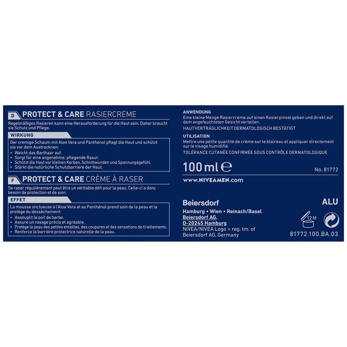 Krem do golenia NIVEA MEN Protect & Care kremową pianką, 100 ml