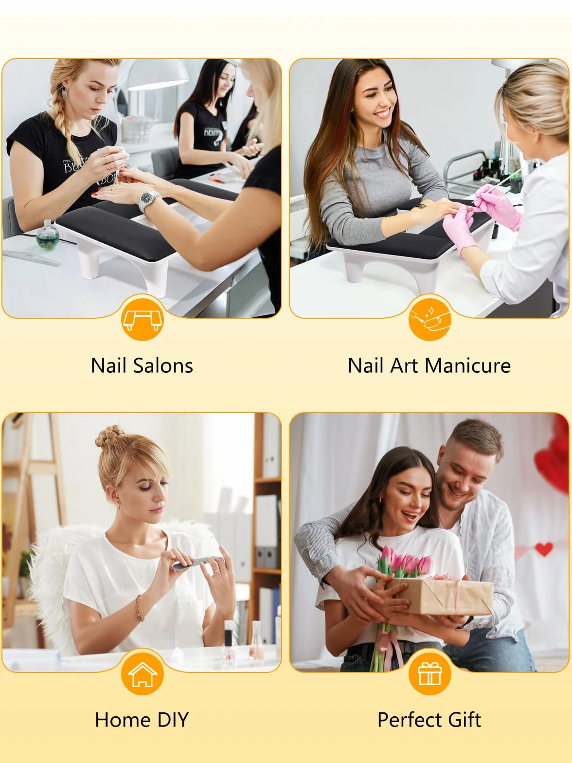 Yokilly Manicure podłokietników: U-kształtne podpórki pod dłonie do manicure do paznokci - profesjonalny uchwyt na stół do manicure (czarny)