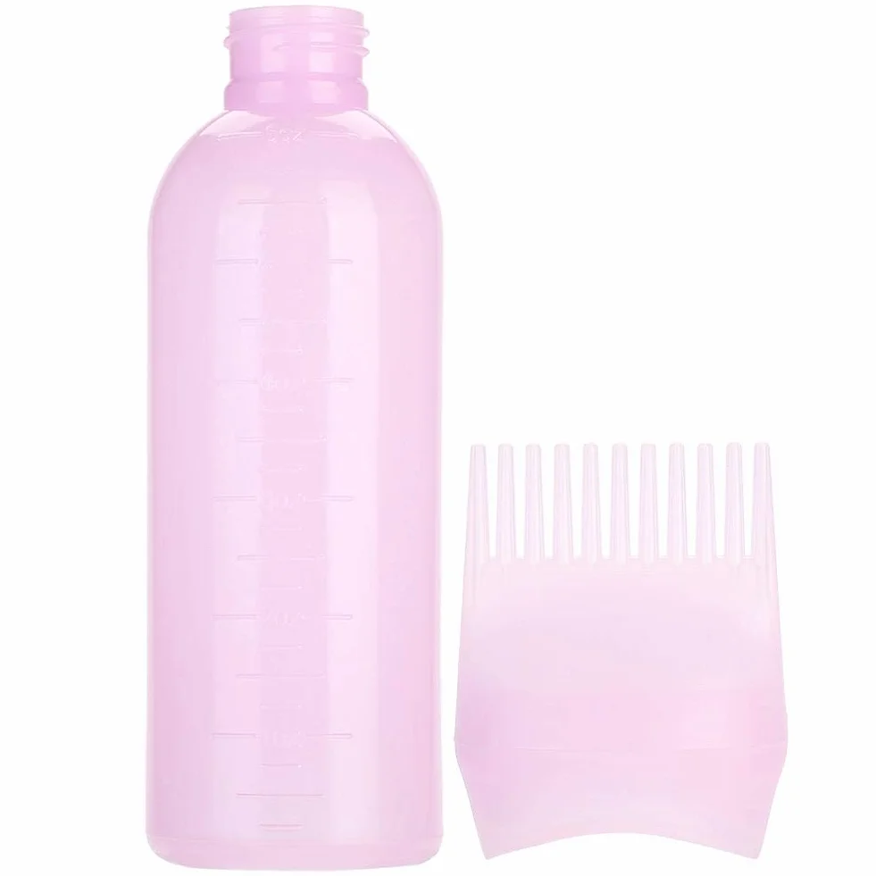 Haarfärbeflasche Pinsel, Shampoo Haarfarbe Ölkamm Applikator Werkzeug Applikatorflasche Haarfärbemittelflasche Wurzelkamm Applikatorflaschen Haarfärbeflaschen für Salon Haarfärbemittel(Rosa)