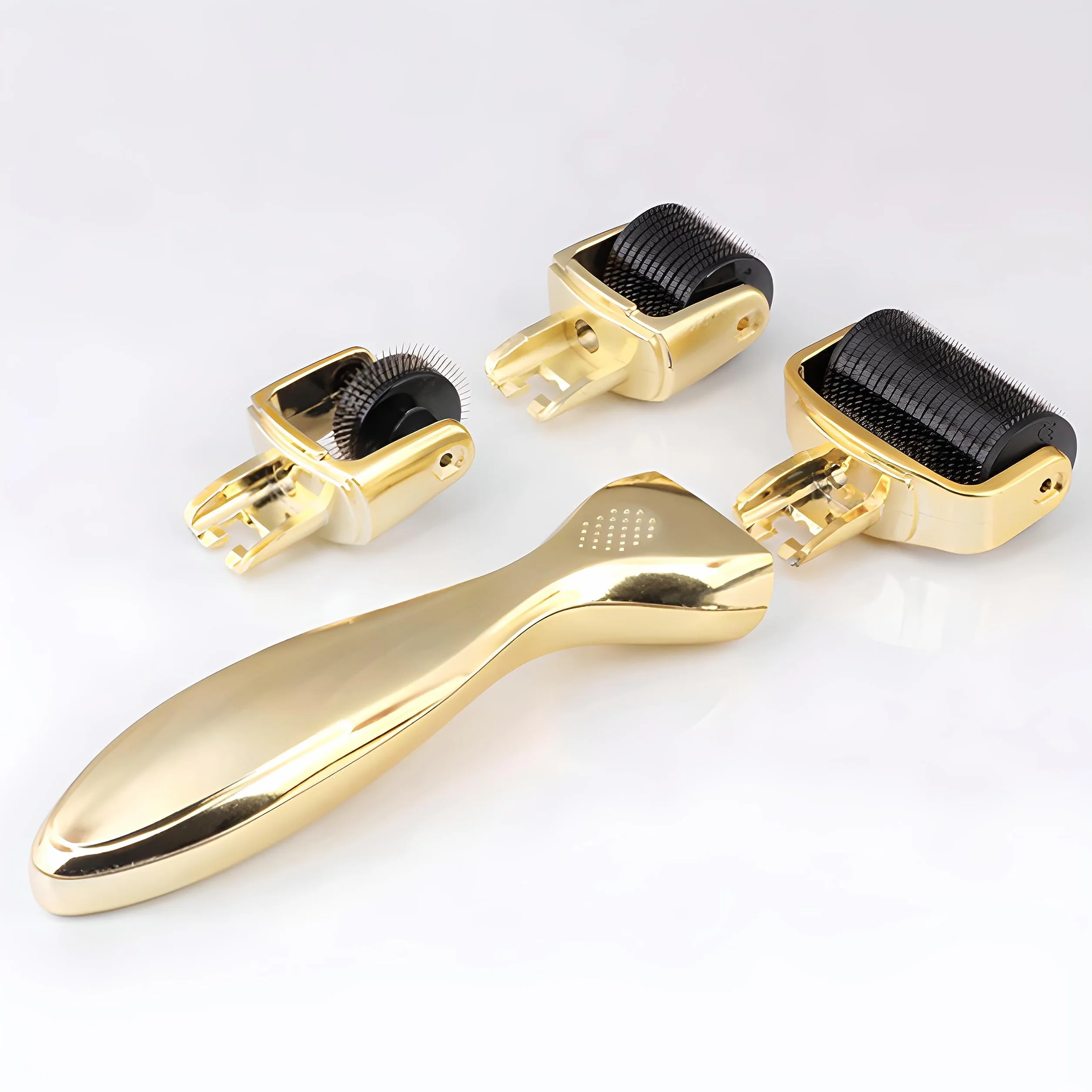Retoo Derma roller, wałek do mikronakłuwania, porost brody, wałek do mikroigieł z 3 długościami igieł: 0,5, 1, 1,5mm mikroigłowy wałek derma do twarzy, ciała, przeciwstarzeniowy, przeciwzmarszczkowy
