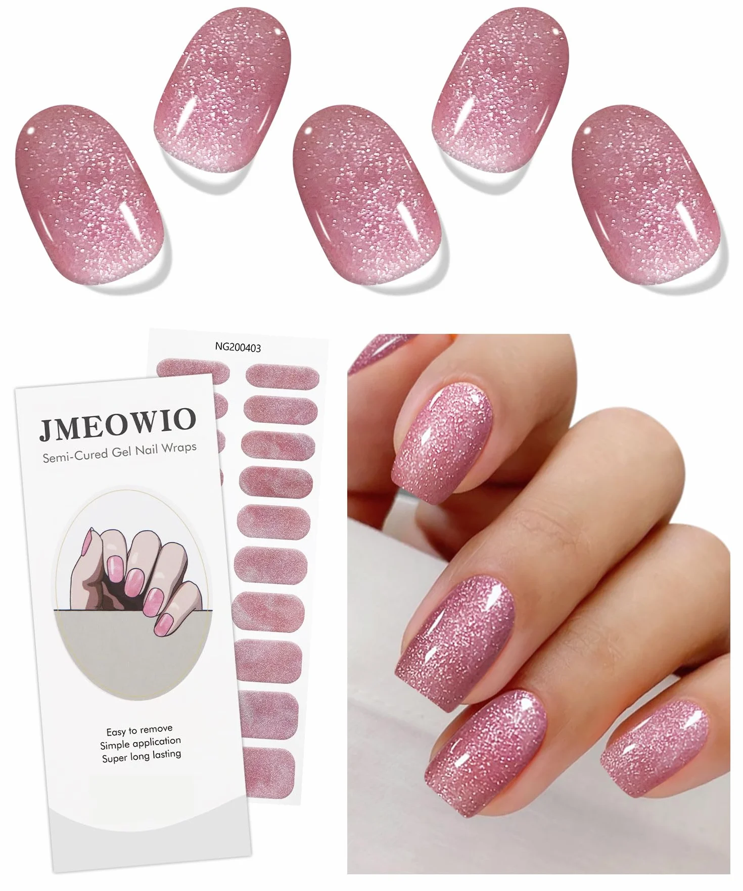 Półutwardzony żel naklejki różowy biały Nail Art Stickers Decor