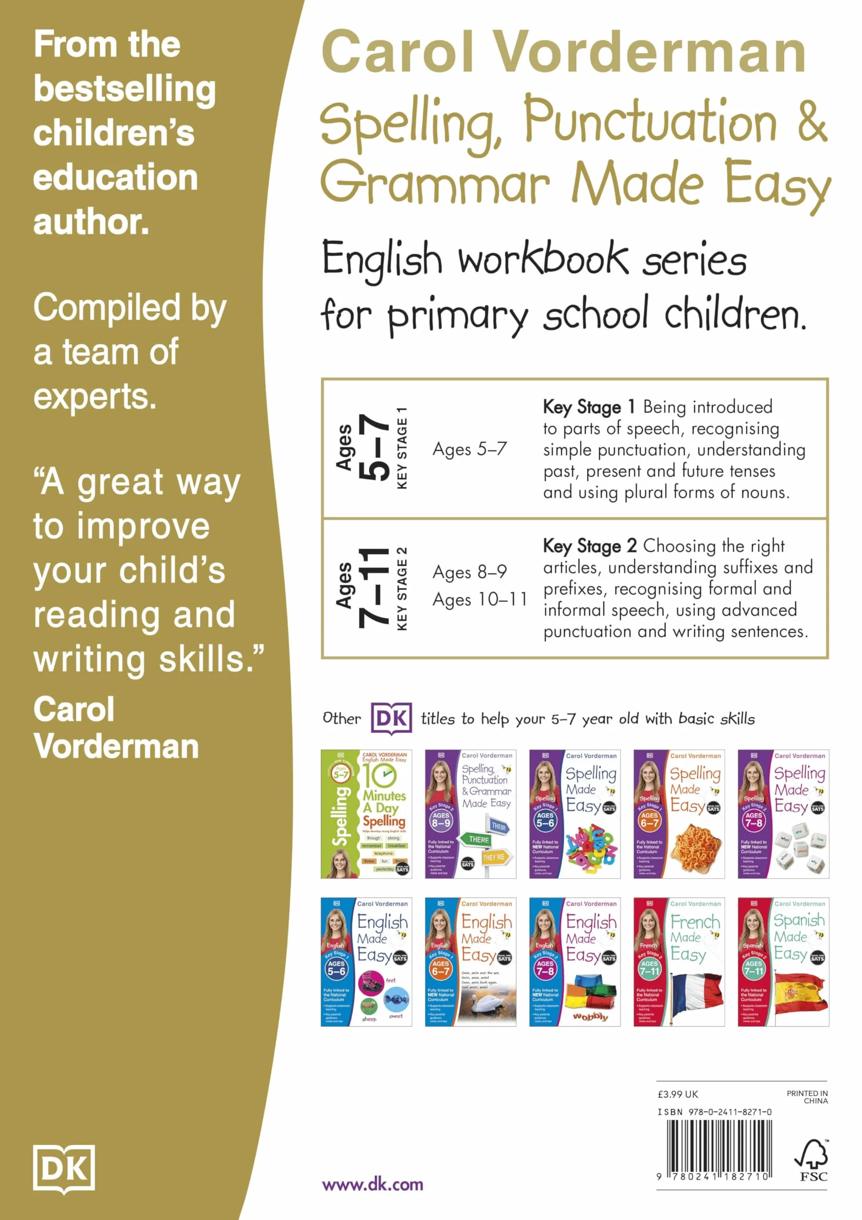 Spelling, Punctuation & Grammar Made Easy, Ages 5-7 (Key Stage 1): Supports the National Curriculum, English Exercise Book (Made Easy Workbooks)