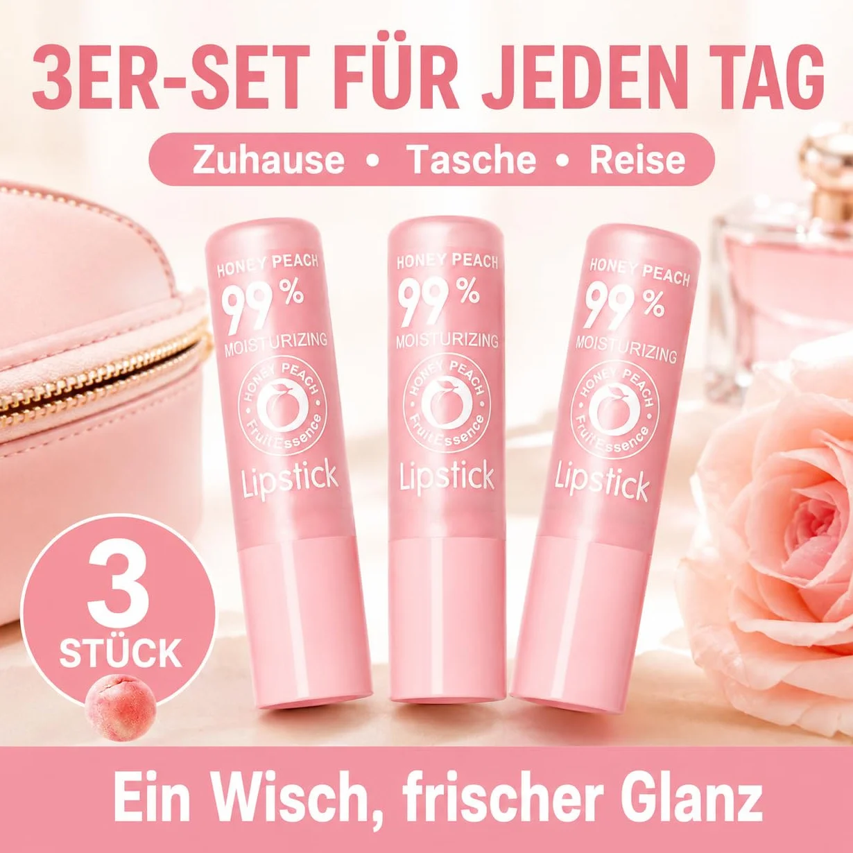 Magiczna zmiana koloru balsam do ust 3 sztuki zestaw szminek nawilżająca pomadka wodoodporna różowy