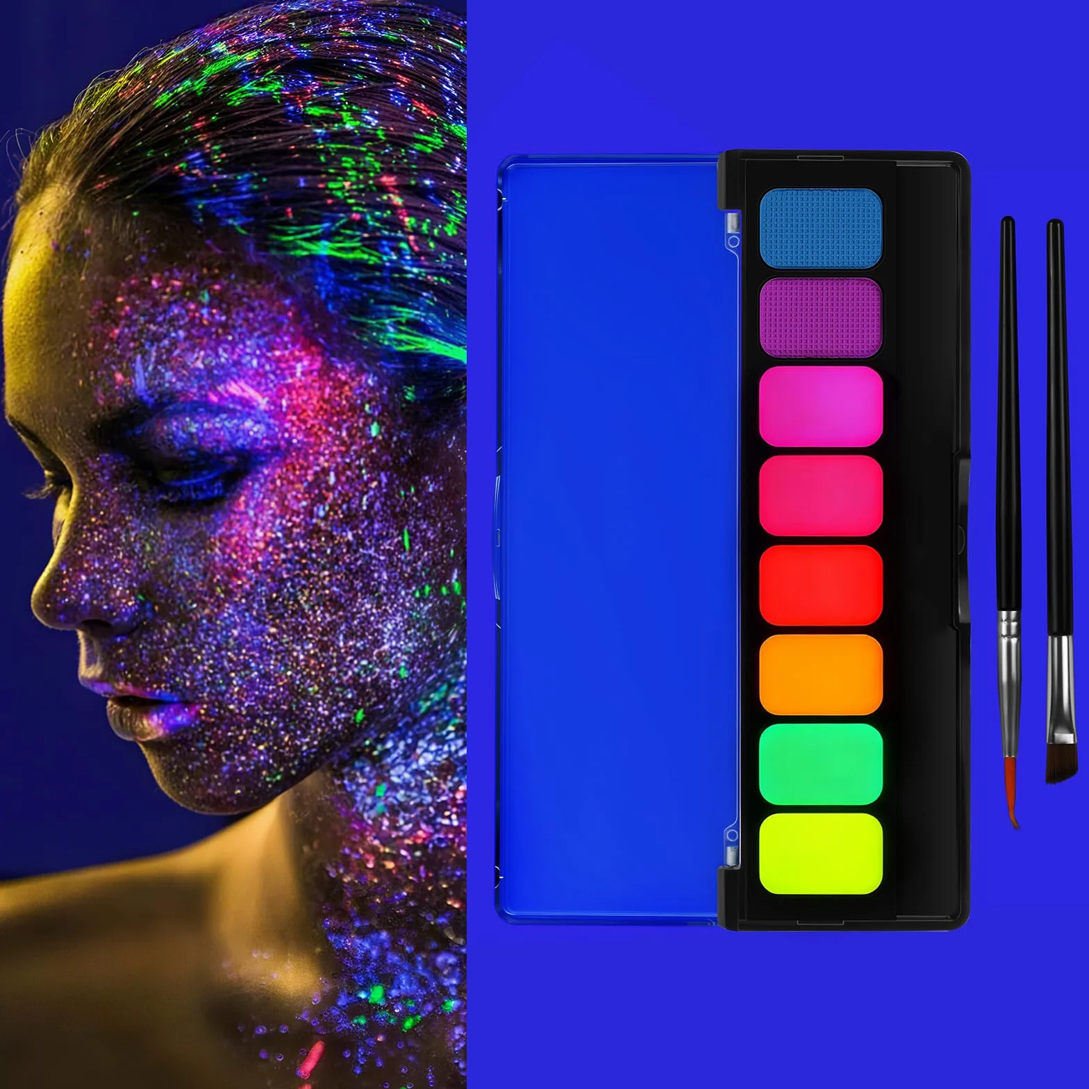 Neon zestaw do makijażu UV 8 kolorów farba do twarzy baza wodna paleta eyelinera Halloween karnawał