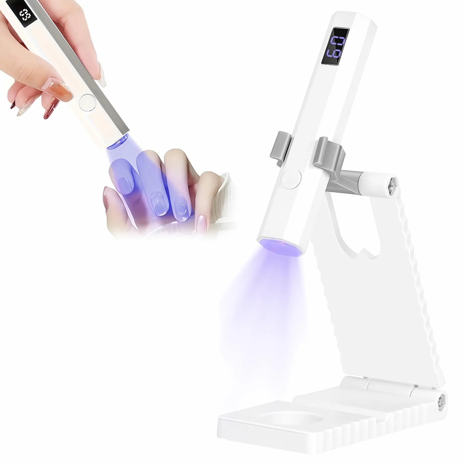 Lampa UV do paznokci żelowych biała ze stojakiem