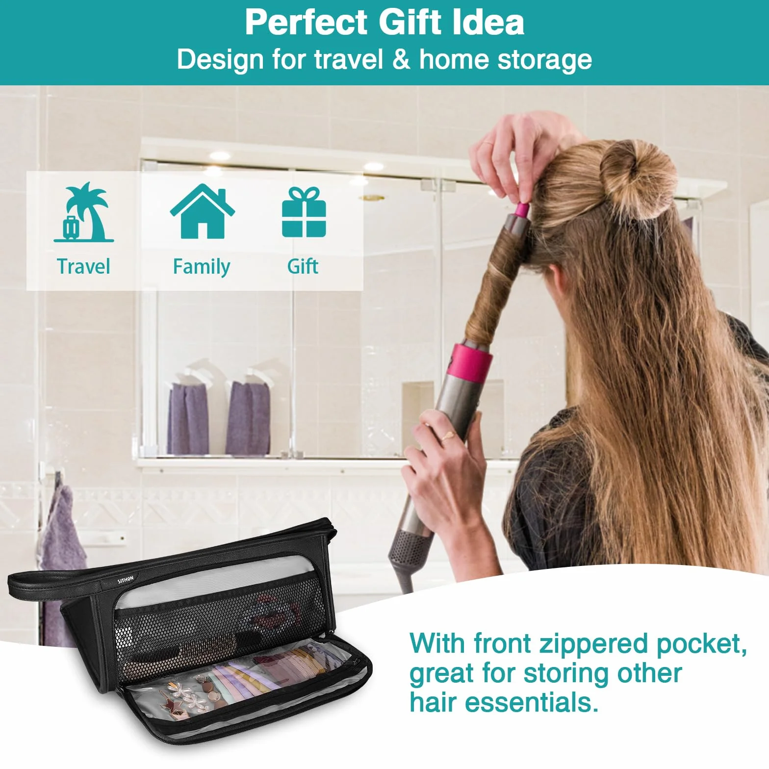 SITHON Torba Podróżna na Dyson Airwrap Styler i Suszarkę Supersonic ze Sztucznej Skóry
