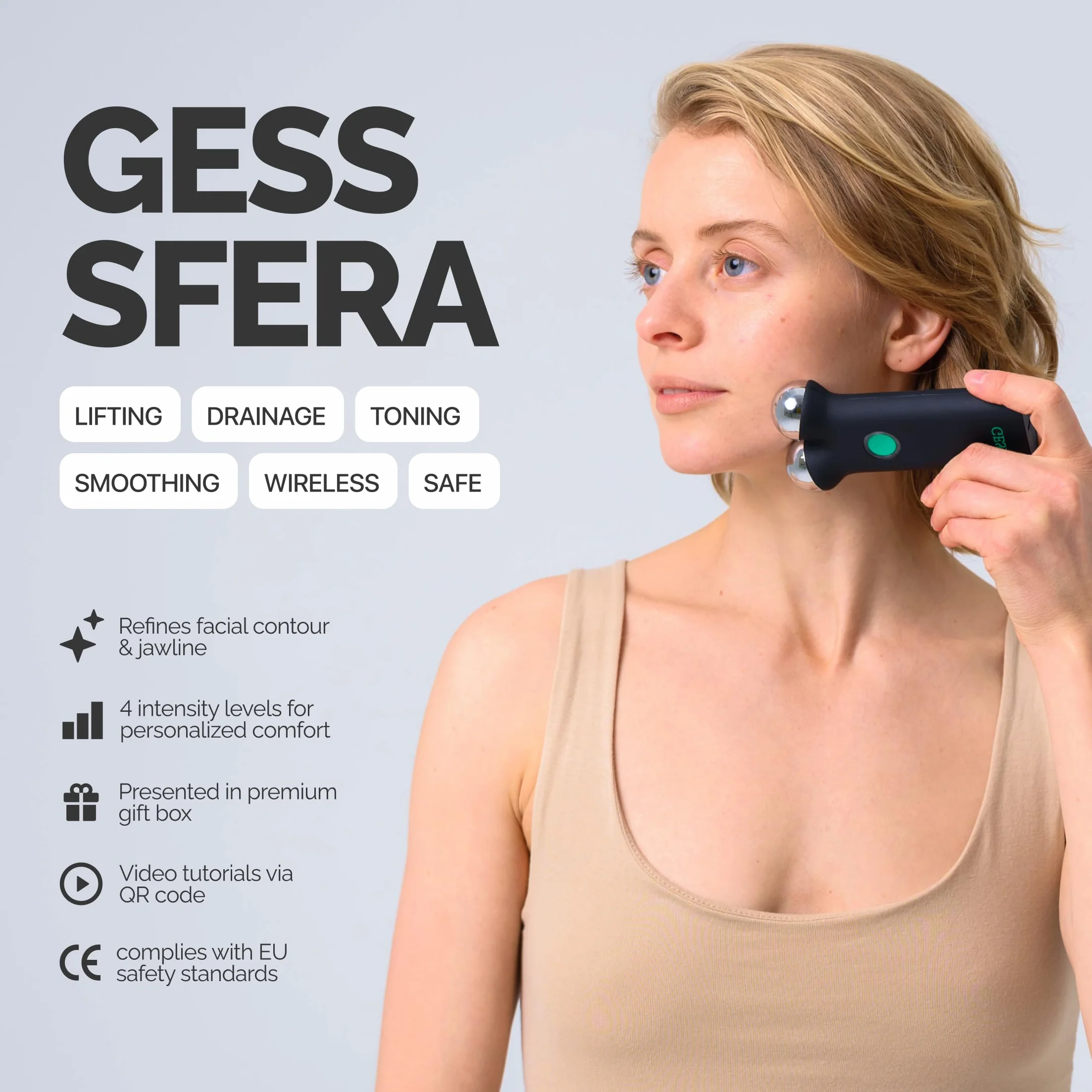GESS Sfera Mikroprądowe urządzenie do liftingu twarzy 4 tryby akumulator