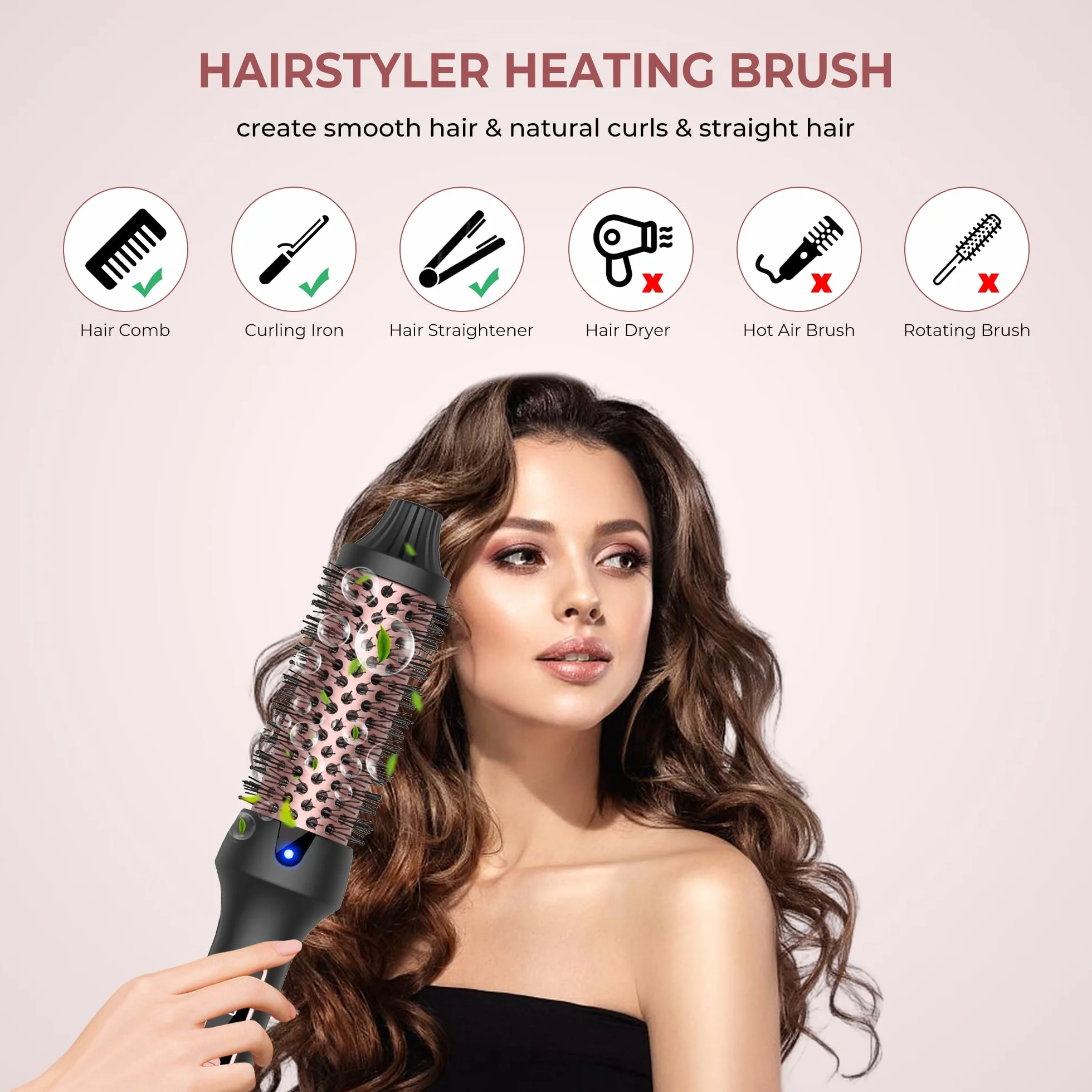 Thermal Brush LCD, jonowa szczotka termiczna, lokówka do lokówki, szczotka do stylizacji włosów, szczotka do stylizacji włosów, ciepła szczotka, prostownica do włosów, prostownica do włosów, okrągła