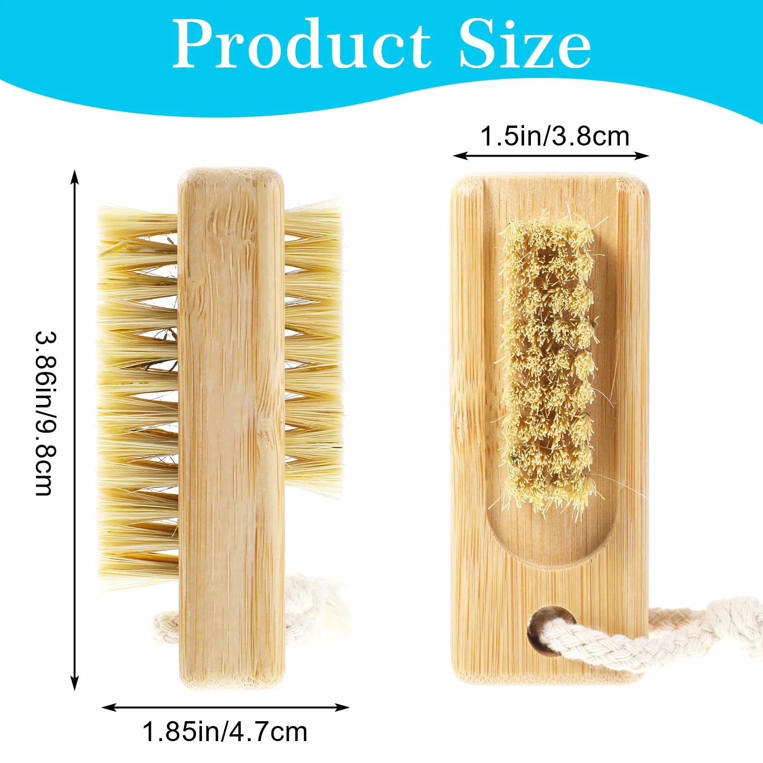 Sibba Szczotka do czyszczenia paznokci, drewniana, dwustronna, do manicure, pedicure, szorowania, czyszczenia paznokci