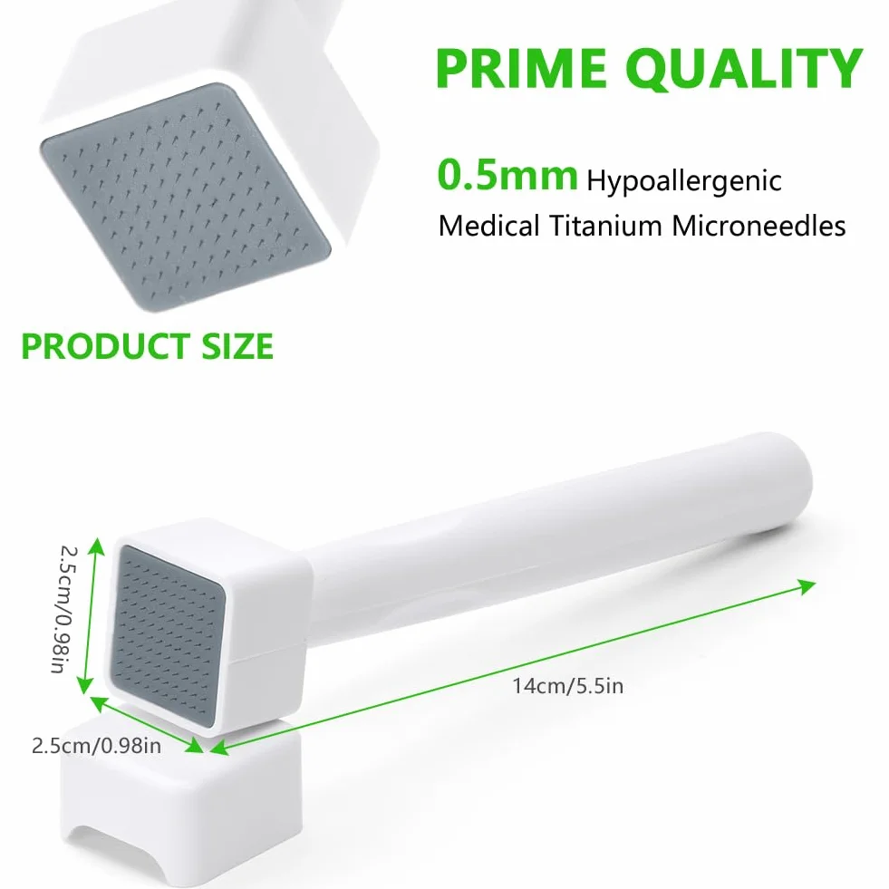 Dermastamp 0,5 mm, mikronigły Derma-Stempel z 100 końcówkami, mikronigły Derma Stamp Micro Needling do włosów, brody, twarzy, ciała