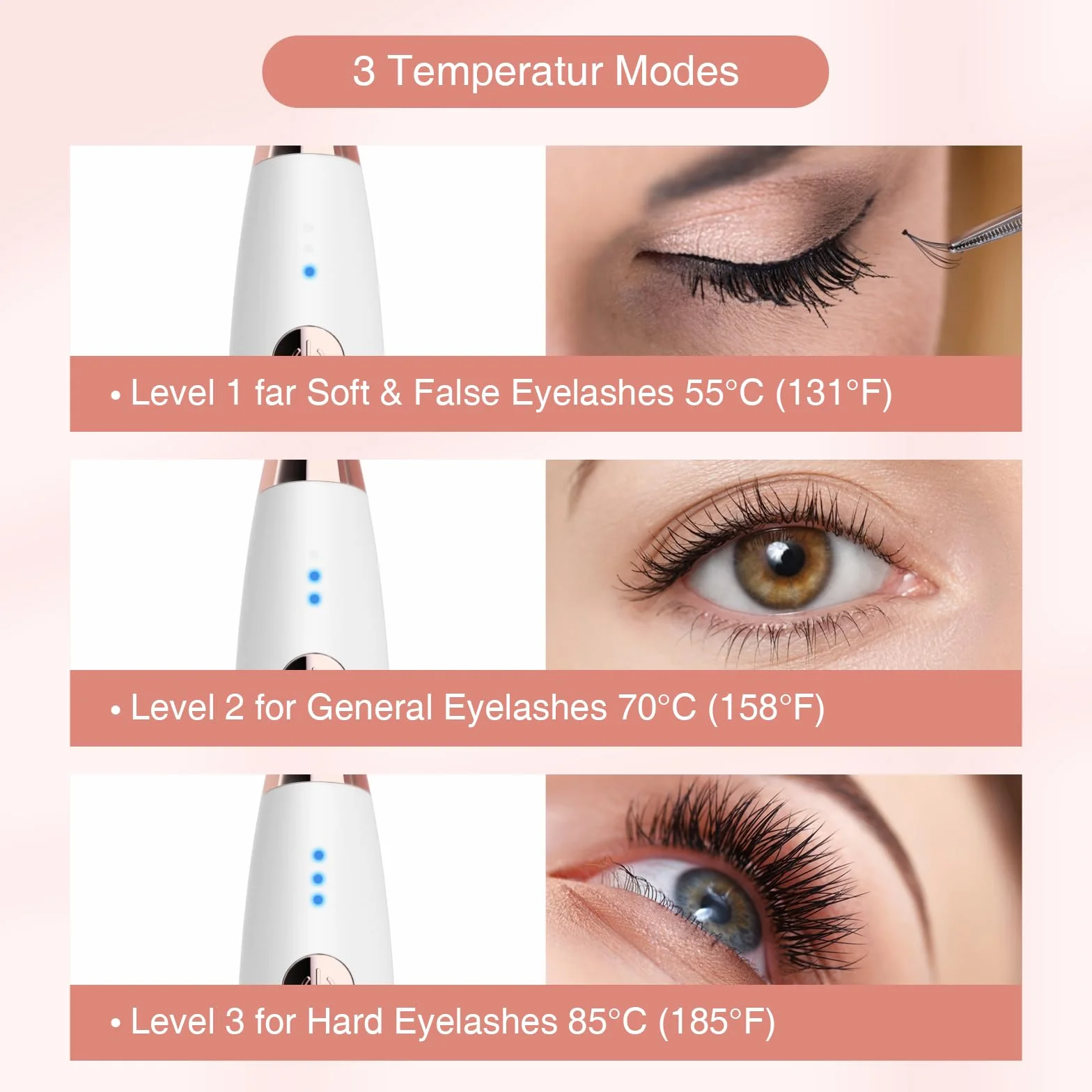 TOUCHBeauty Elektryczne ogrzewane szczypce do rzęs z możliwością ponownego ładowania USB-C 3 tryby temperatury zestaw do liftingu rzęs