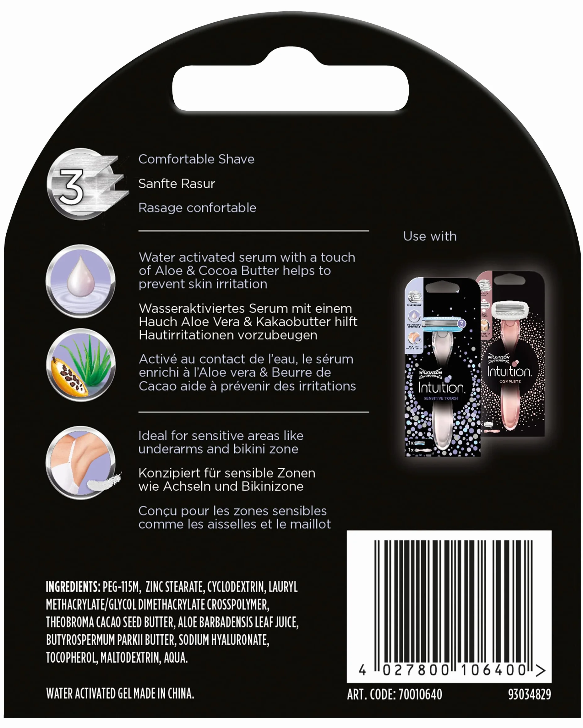 Wilkinson Sword Intuition Sensitive Touch 4 Zapasowe Ostrza 3 Ostrzami Zamiennik Do Maszynki