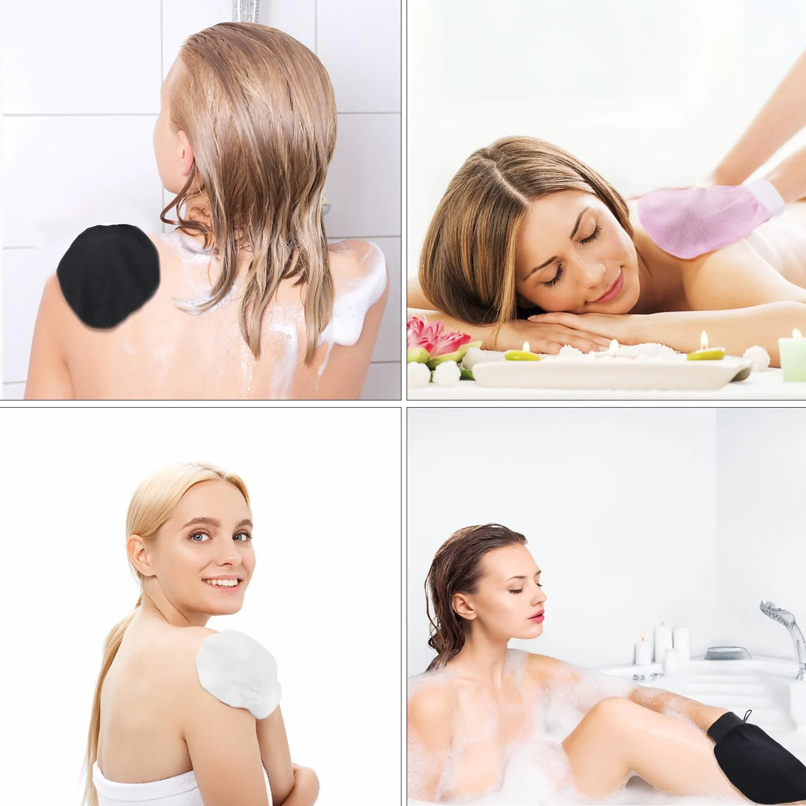 URAQT Rękawiczki złuszczające, 3-pak rękawic do peelingu ciała, do kąpieli, SPA, rękawice złuszczające, dwustronne, głębokie czyszczenie, rękawice do usuwania martwej skóry, głębokie czyszczenie ciała
