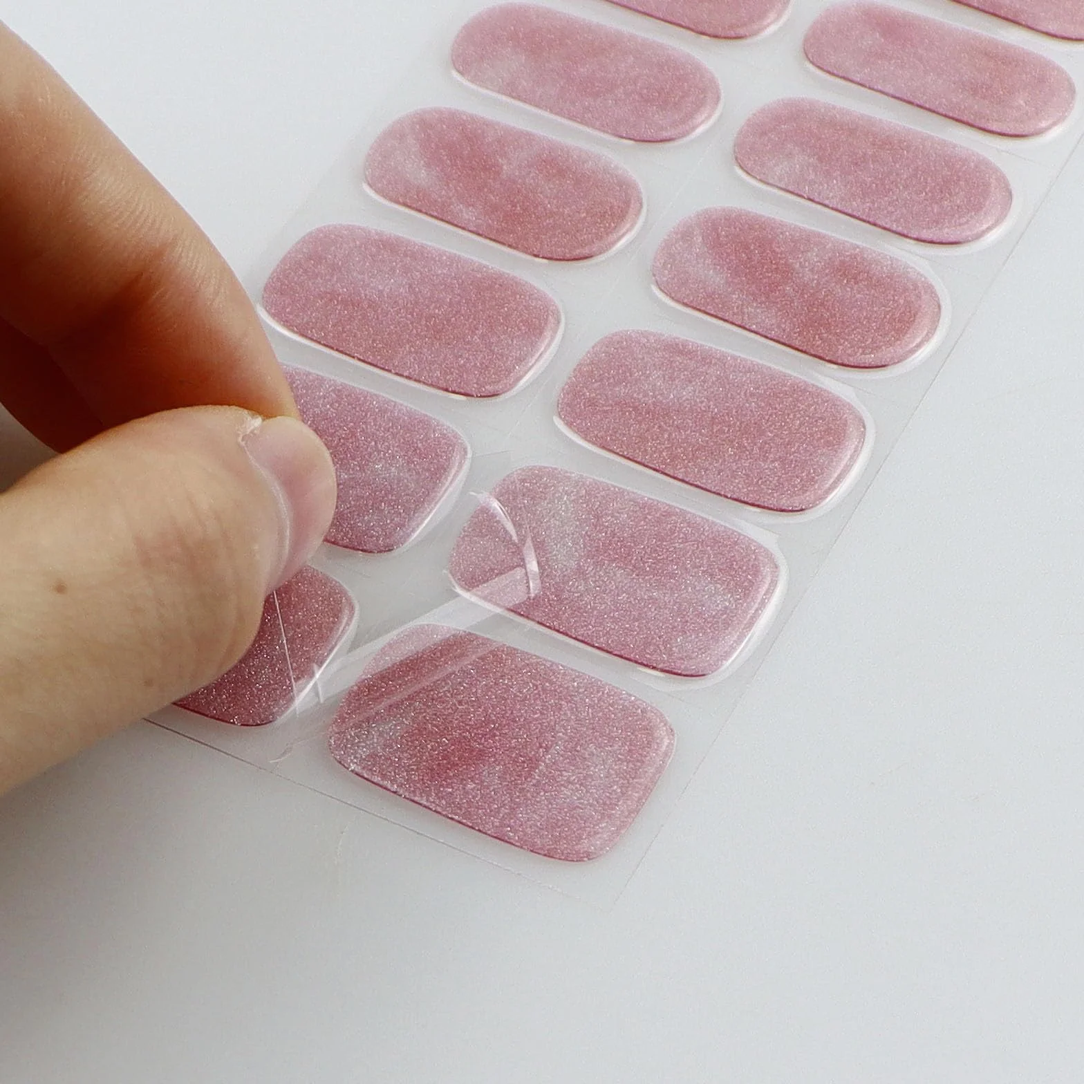 Półutwardzony żel naklejki różowy biały Nail Art Stickers Decor